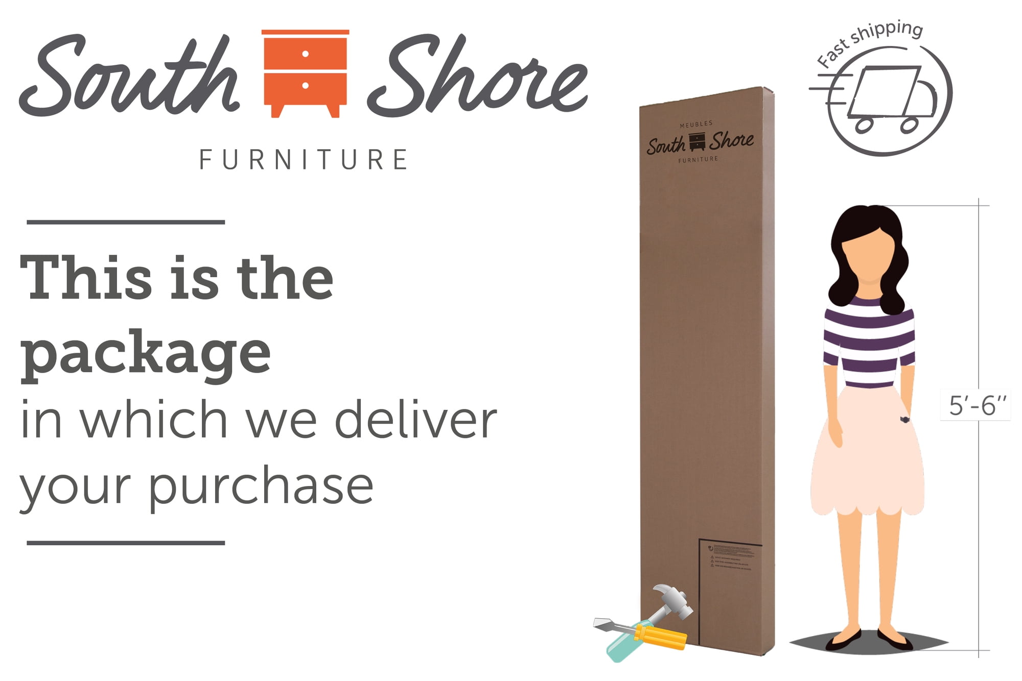 South Shore Basics 54" Full Size Platform Bed with Molding, White - Image 6