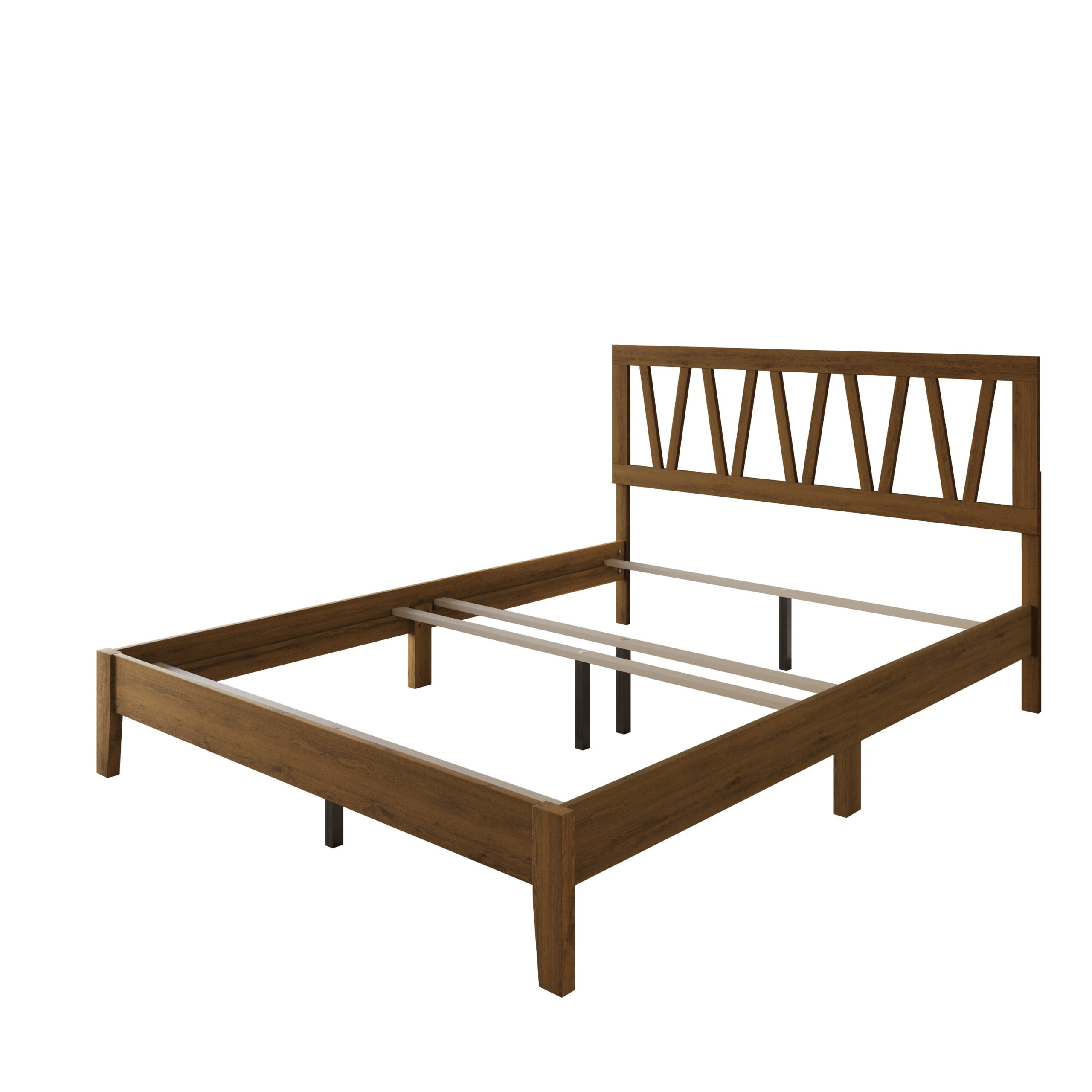 Home Design Gadsden King Panel Bed Frame with Arched V-Design Headboard and Center Leg Support, Brown, Box Spring Required, Easy Assembly - Image 7