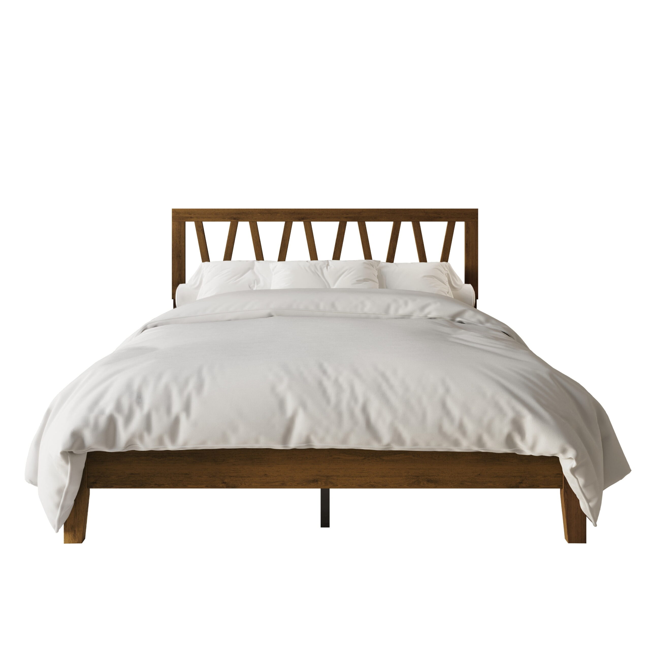 Home Design Gadsden King Panel Bed Frame with Arched V-Design Headboard and Center Leg Support, Brown, Box Spring Required, Easy Assembly - Image 3