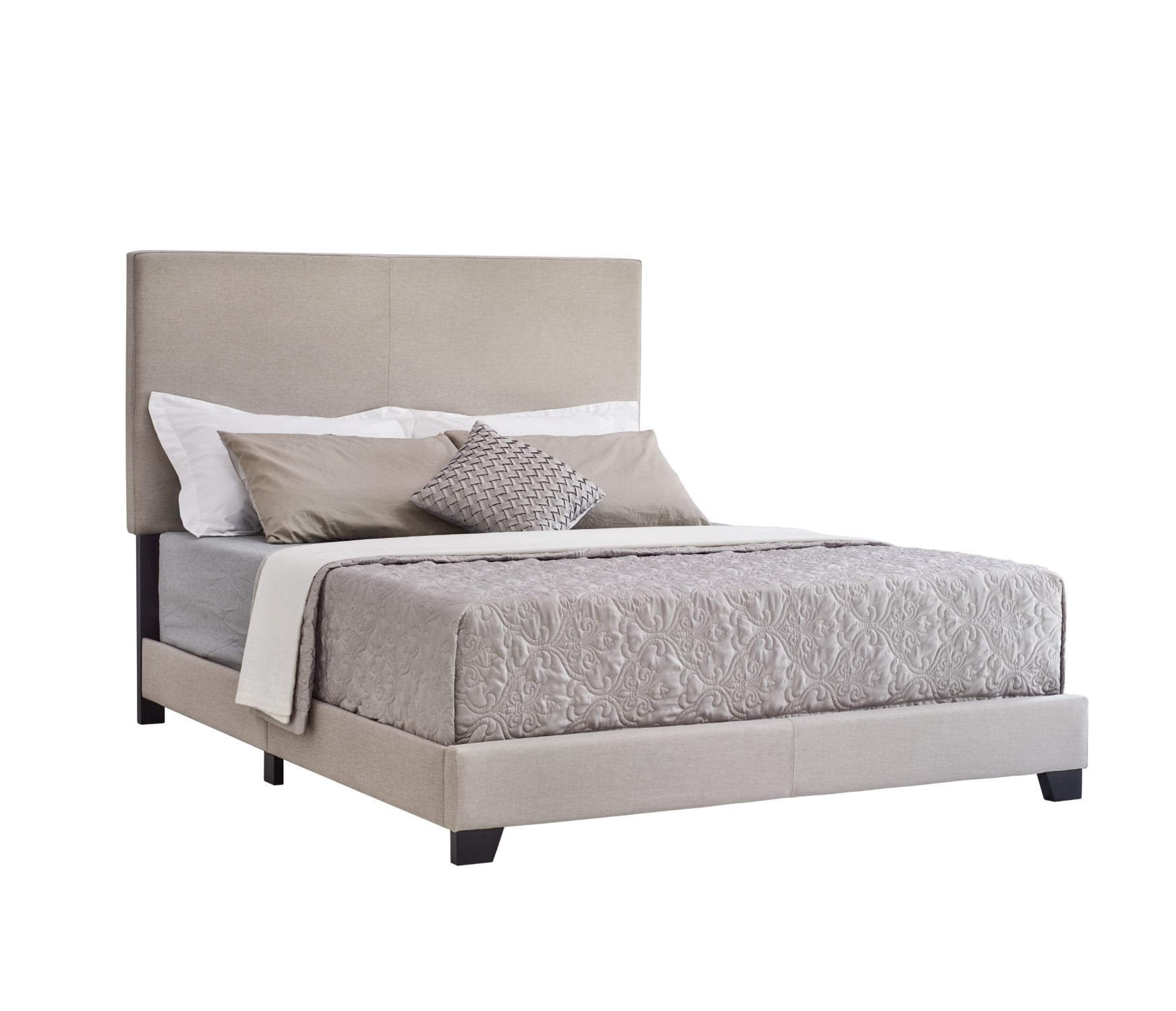 Home Design Evon King Linen Upholstered Bed Frame with Foam Padding and Polyester Upholstery, Warm Gray, Easy assembly - Image 3