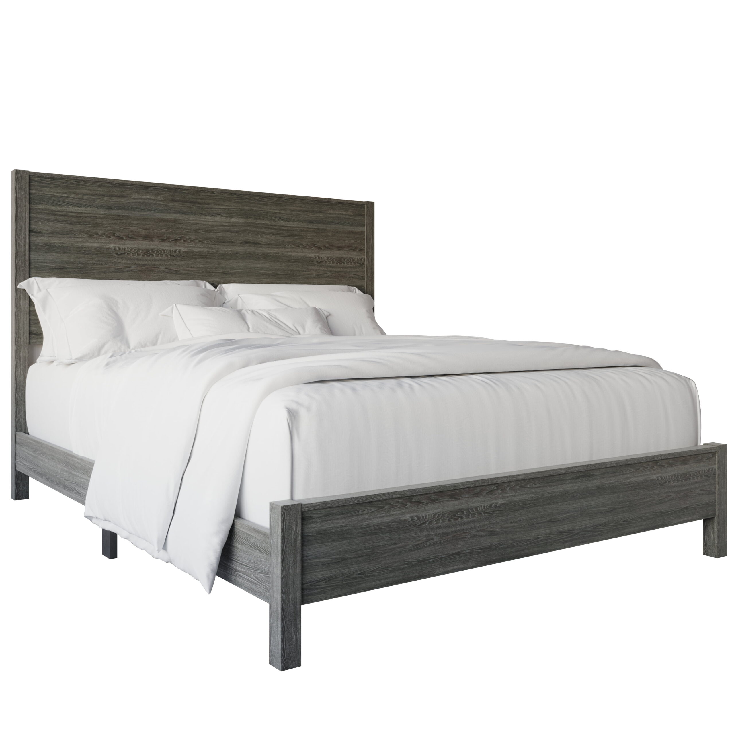 Castle Place Modern Full Wooden Bed, Dark Grey - Image 2