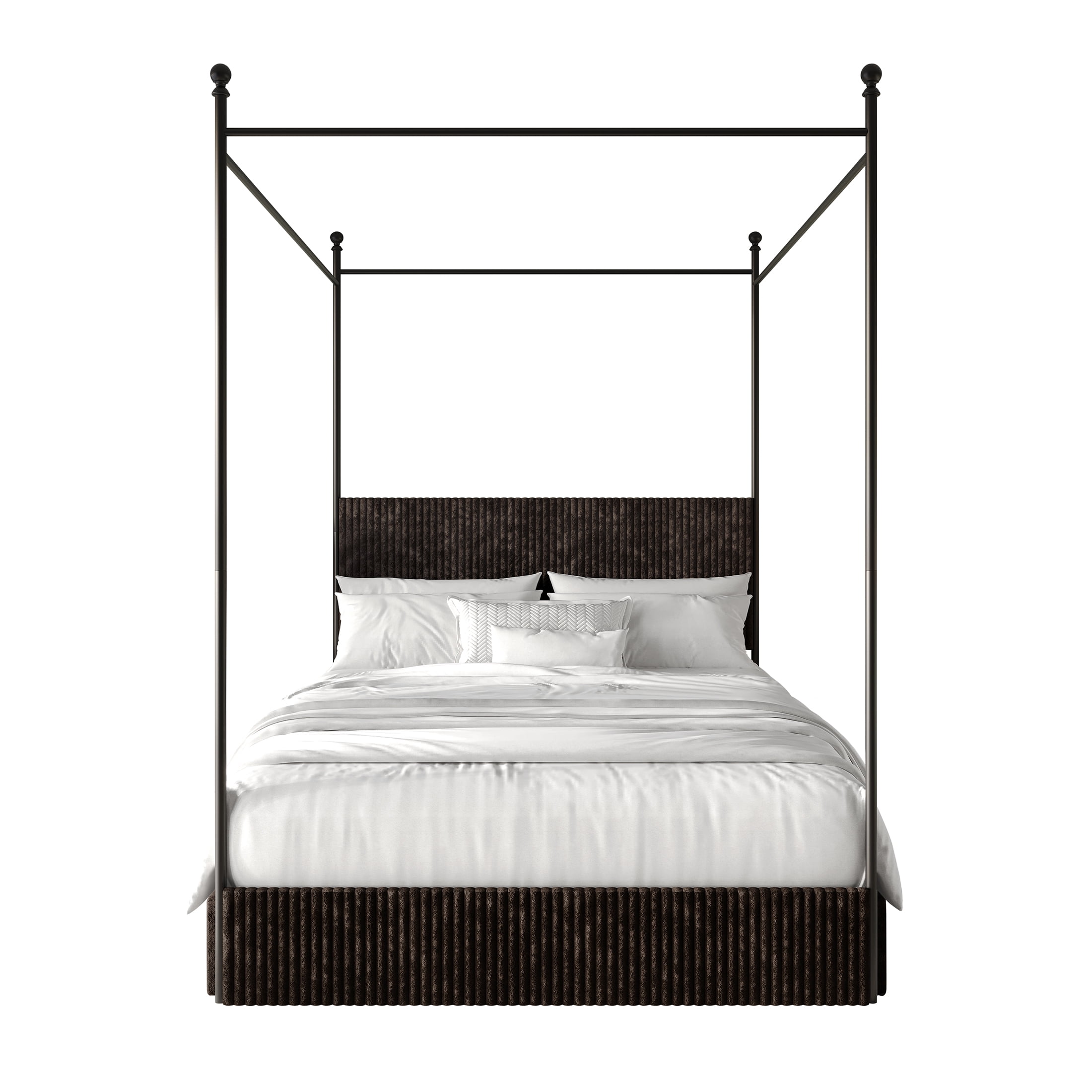 Castle Place Luxurious Corduroy Velvet King Metal Platform Bed with 4 Storage Drawers, Brown - Image 7