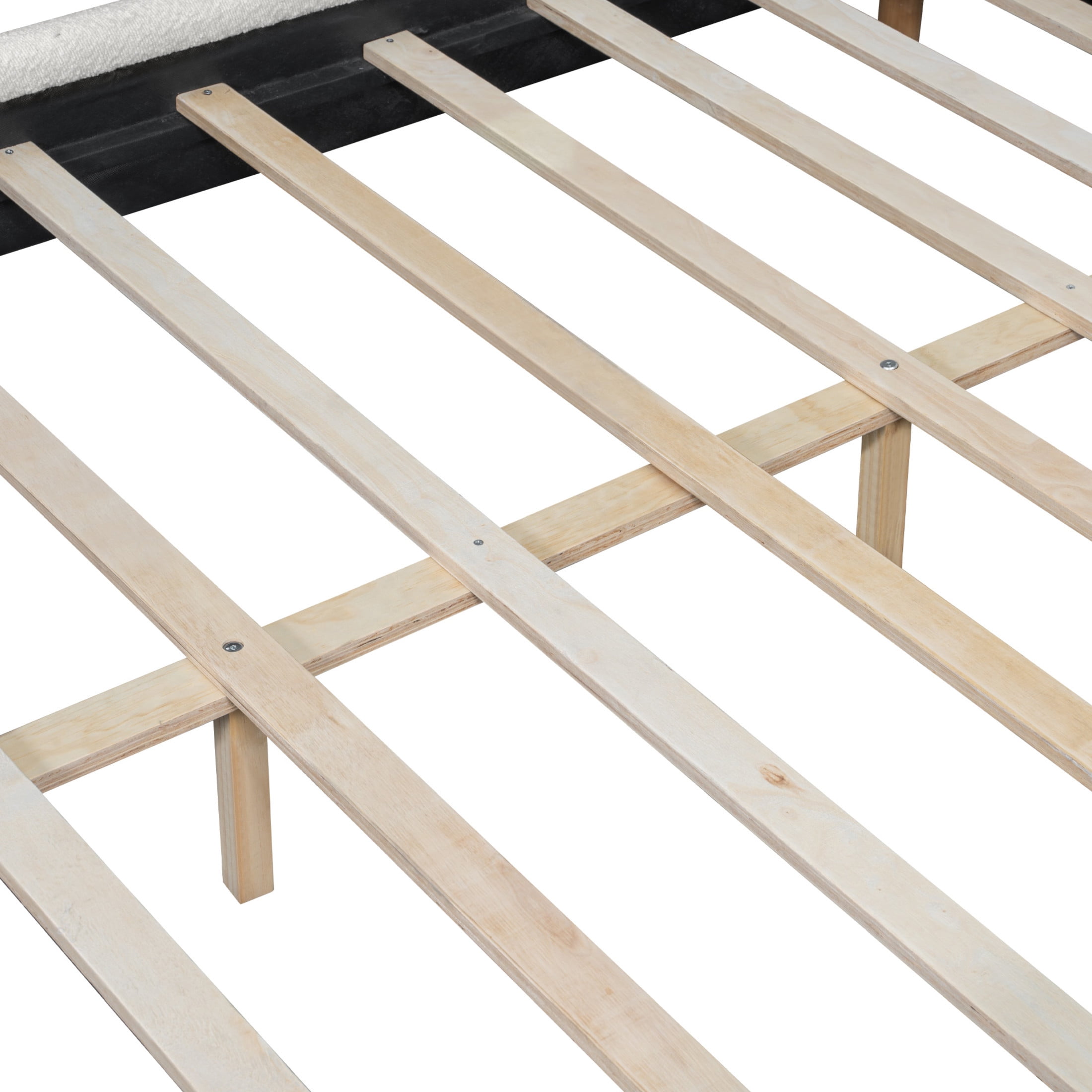 Christopher Knight Home Modern Boucle Queen Bed Frame, Vertical Stripe Headboard, Solid Wood, White - Image 4