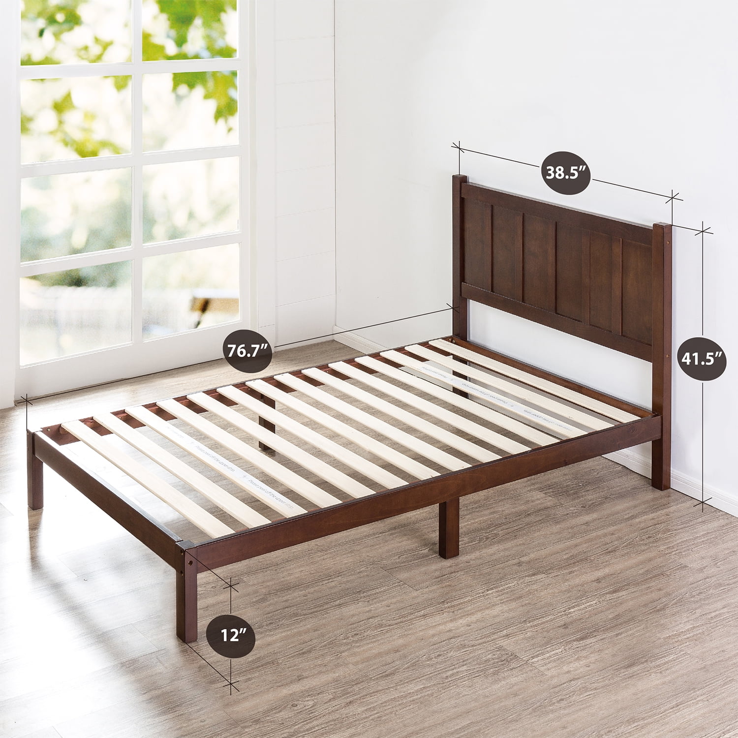 Zinus Adrian 42" Acacia Wood Rustic Platform Bed Frame, Twin - Image 4
