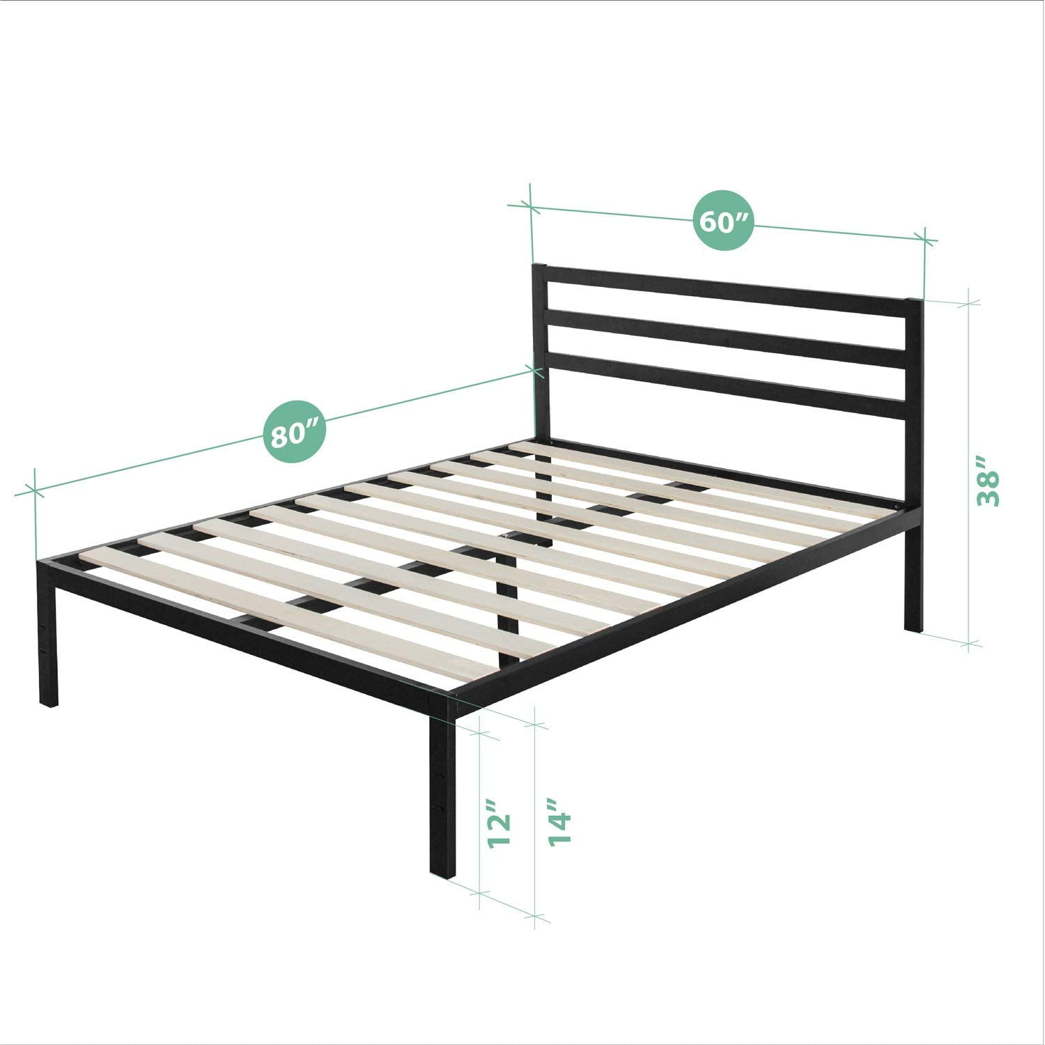 Zinus Mia 38" Metal Platform Bed Frame with Headboard, Queen - Image 4