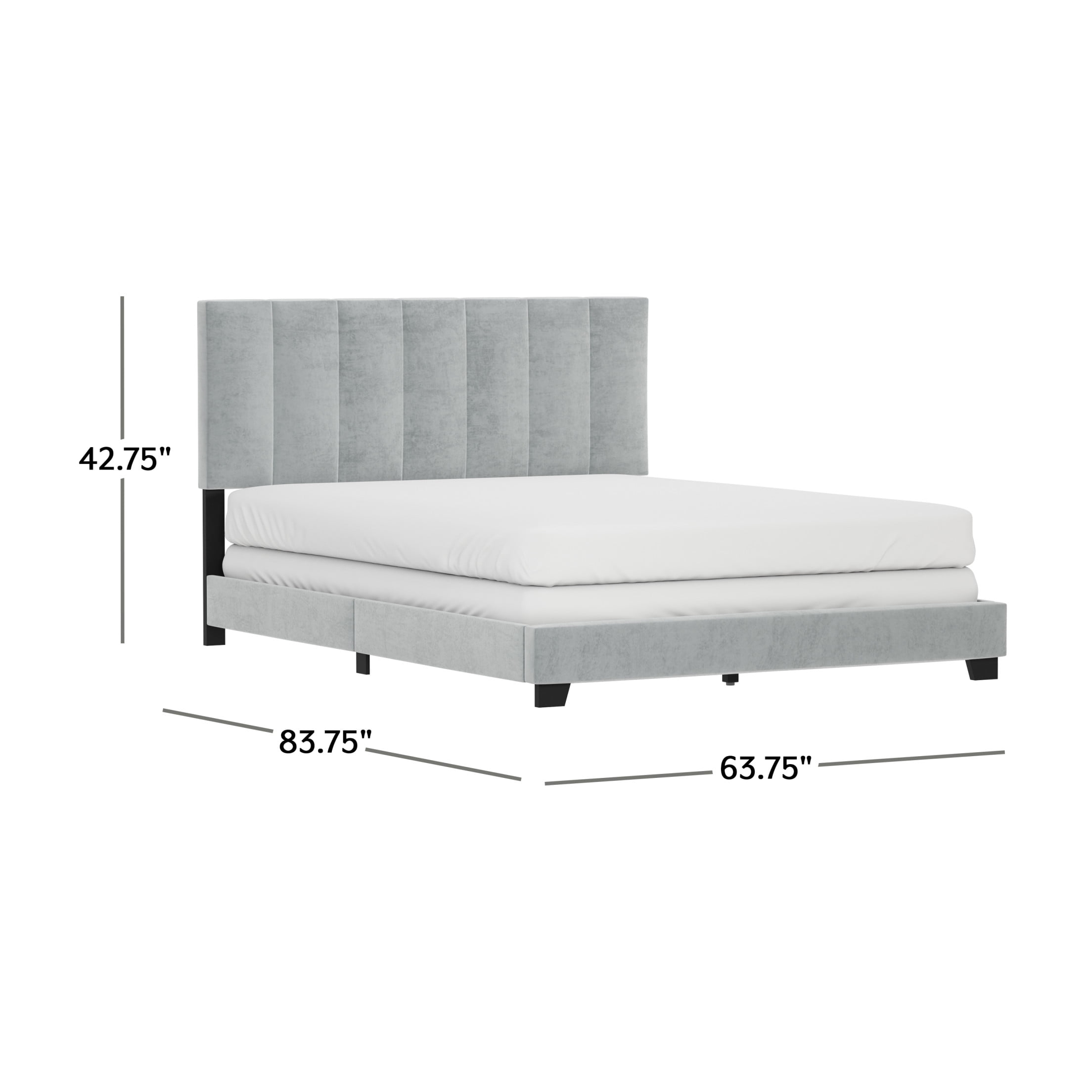 Reece Channel Stitched Upholstered Queen Bed, Platinum, by Hillsdale Living Essentials - Image 6
