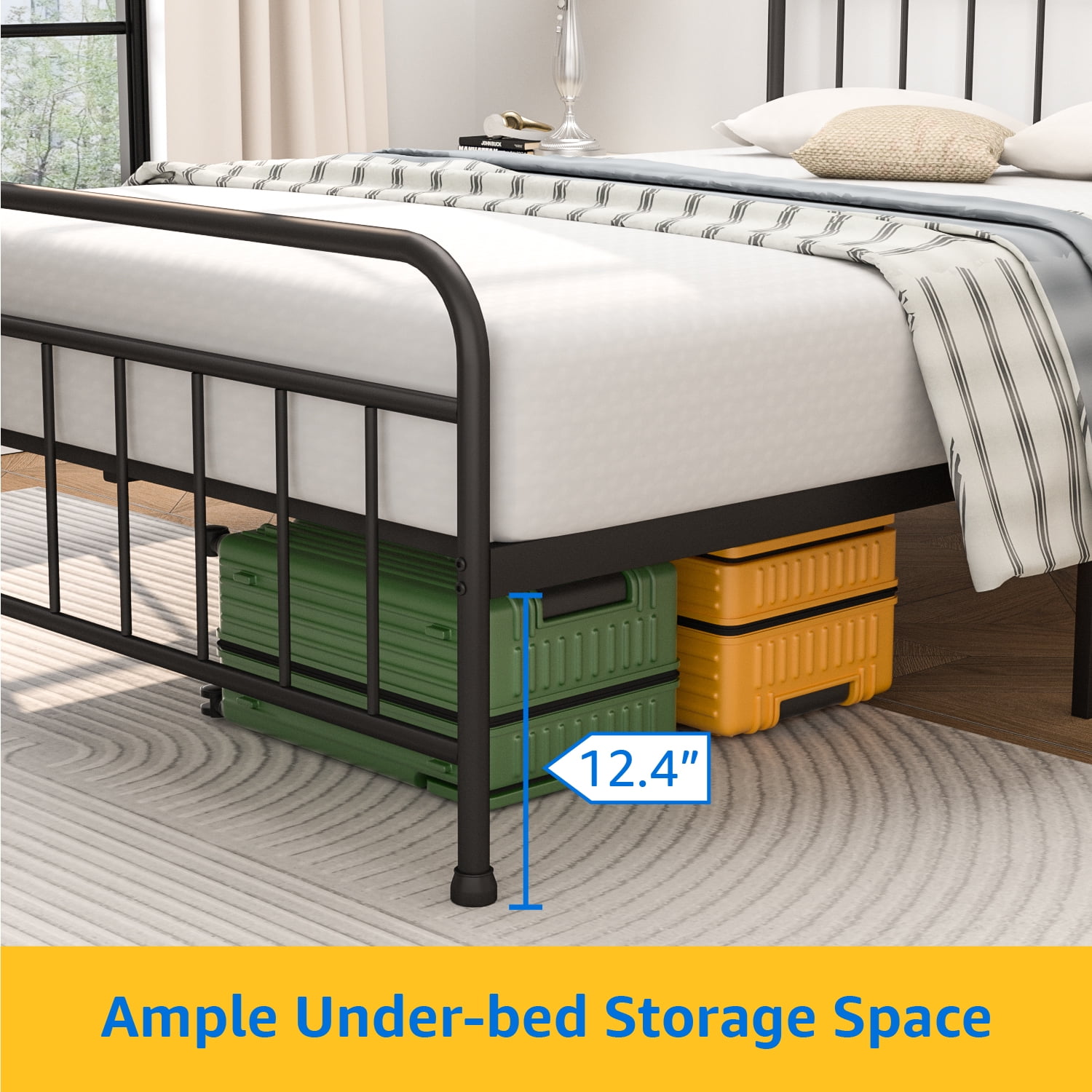 Mainstays Ardent King Metal Spindle Bed, Black,Adult - Image 5