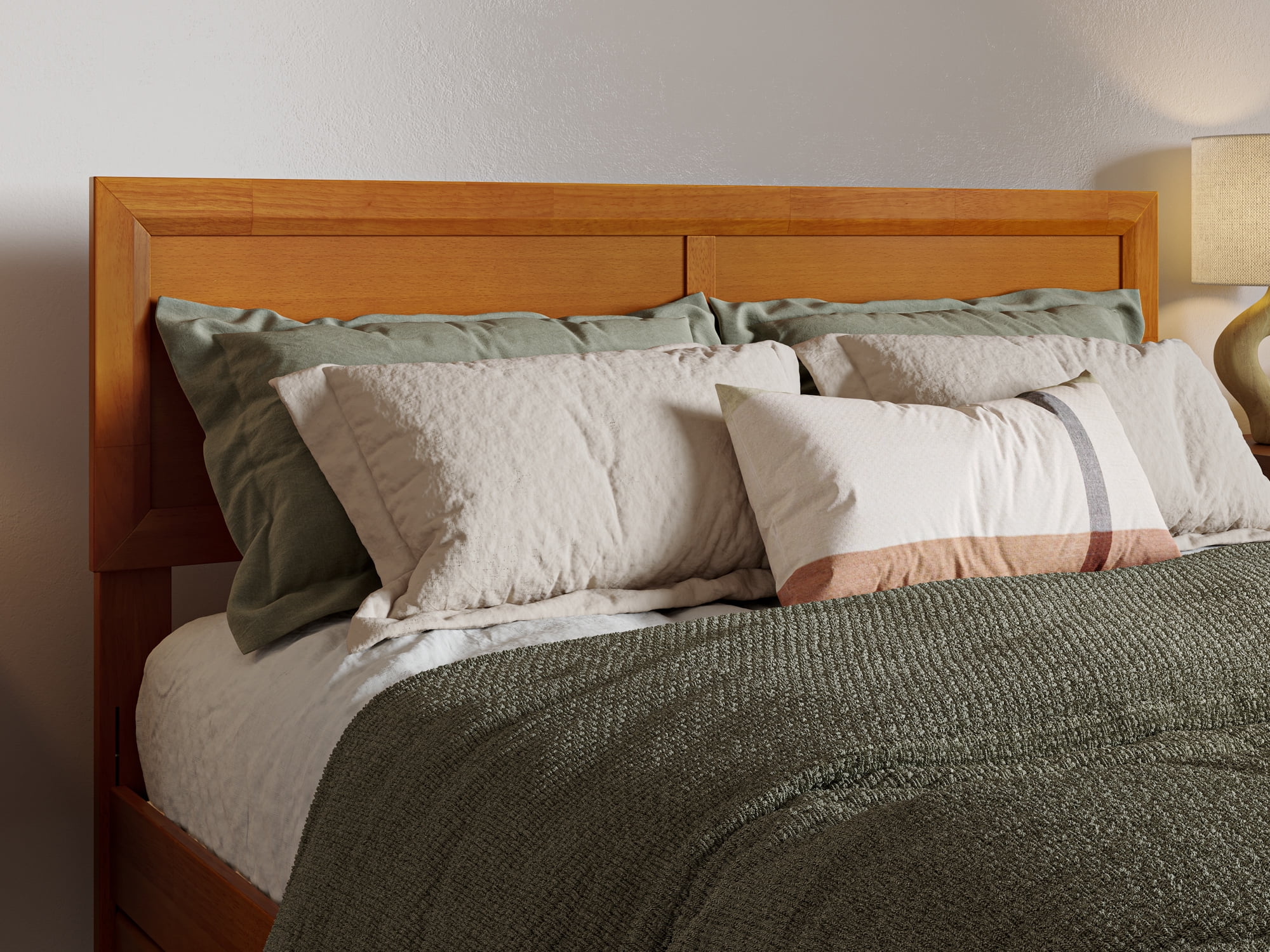 AFI Lylah Full Wood Platform Bed with Panel Footboard and Twin Trundle, Light Toffee - Image 7