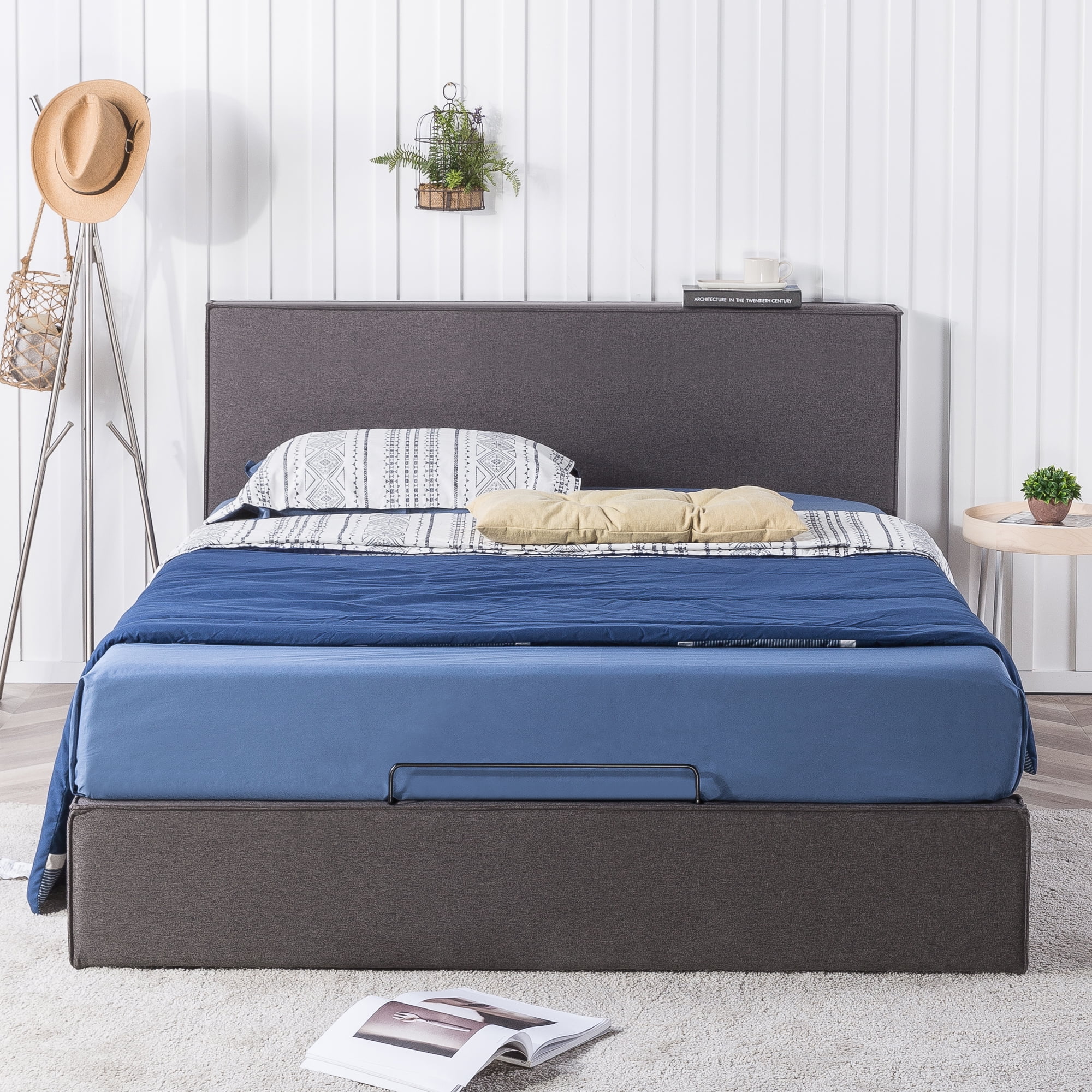 Zinus Finley 34" Upholstered Platform Bed with Lifting Storage, Full - Image 2