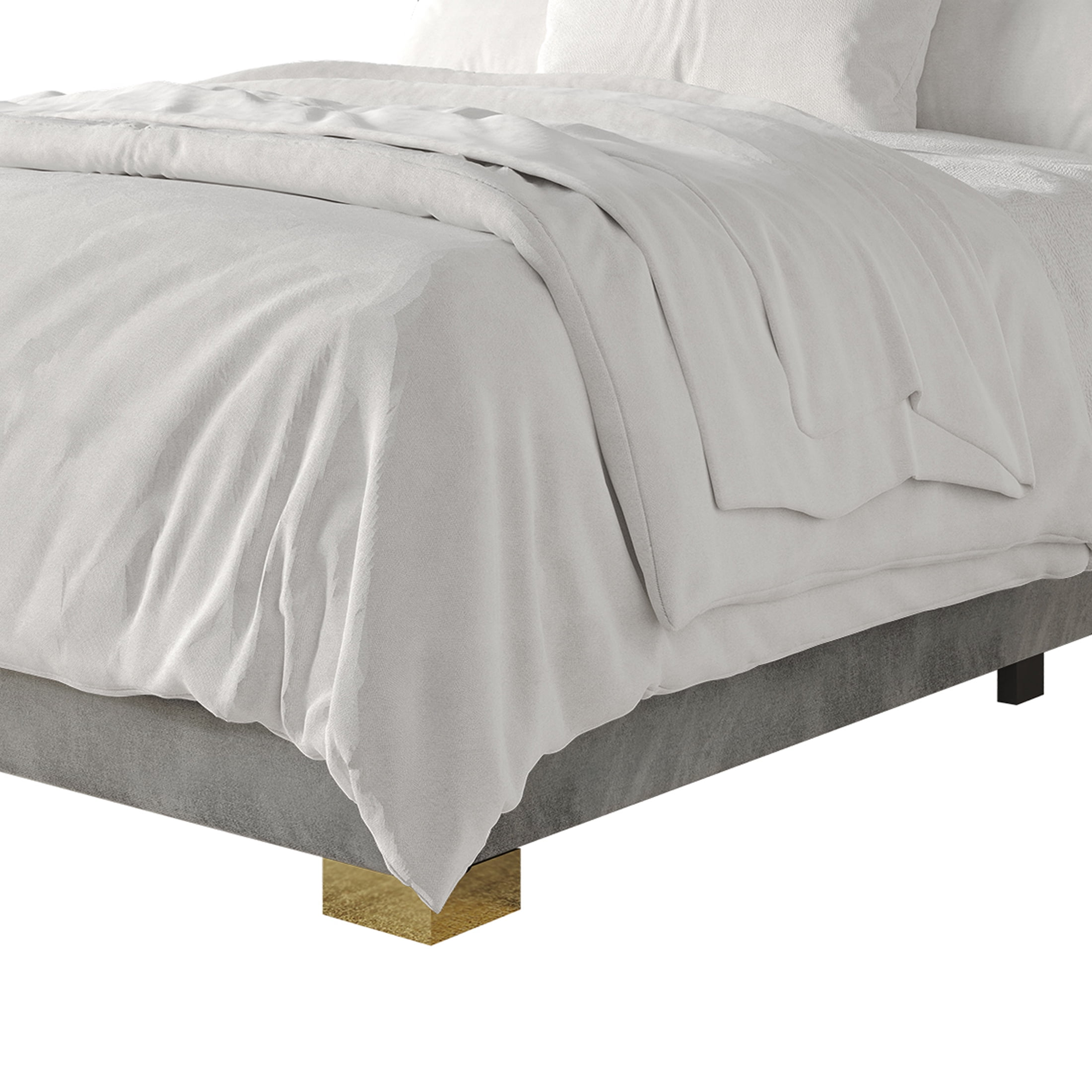 Castle Place Modern Elegance Velvet Upholstered King Bed, Silver Grey - Image 7