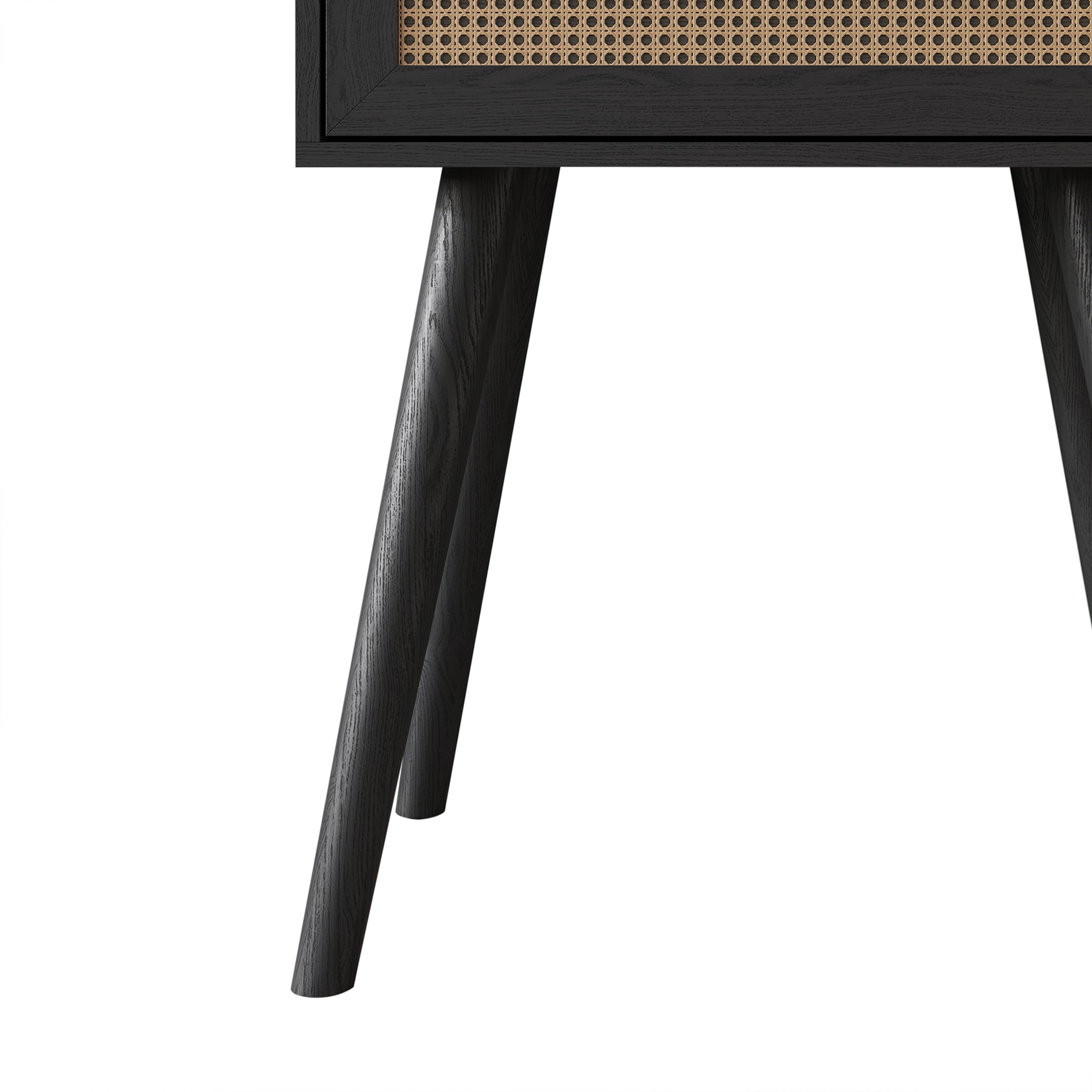 Castle Place Rattan Wooden Queen Platform Bed with 2 Nightstands, Black - Image 4