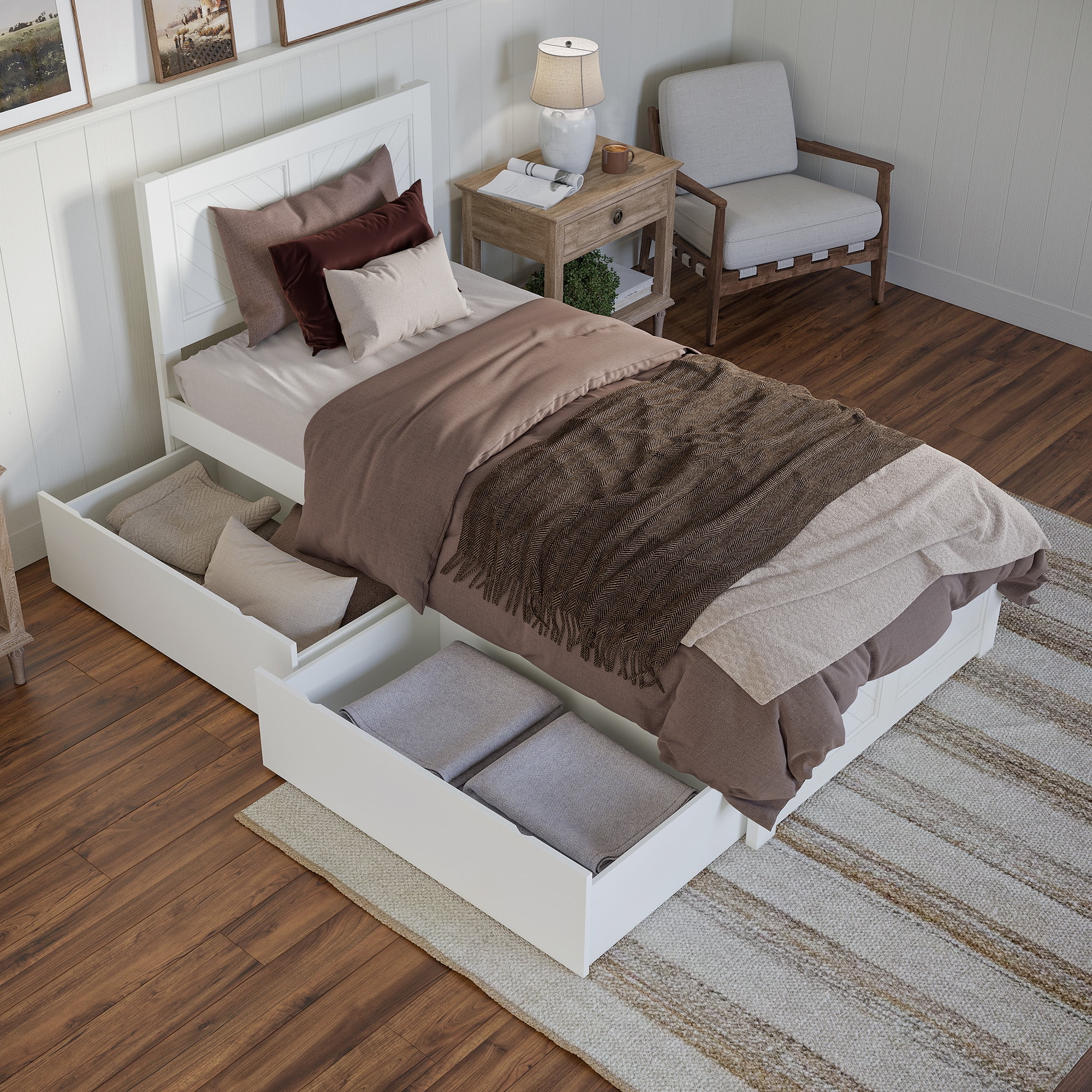 AFI Canyon White Storage Platform Bed with Matching Footboard, Twin XL - Image 3