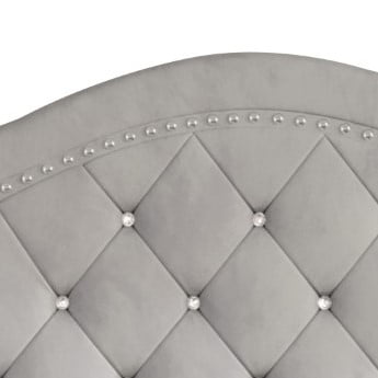 Home Design Bruce King Tufted Upholstered Platform Bed Frame with Wingback Headboard and Nailhead Trim, Silver Gray, Easy Assembly - Image 4