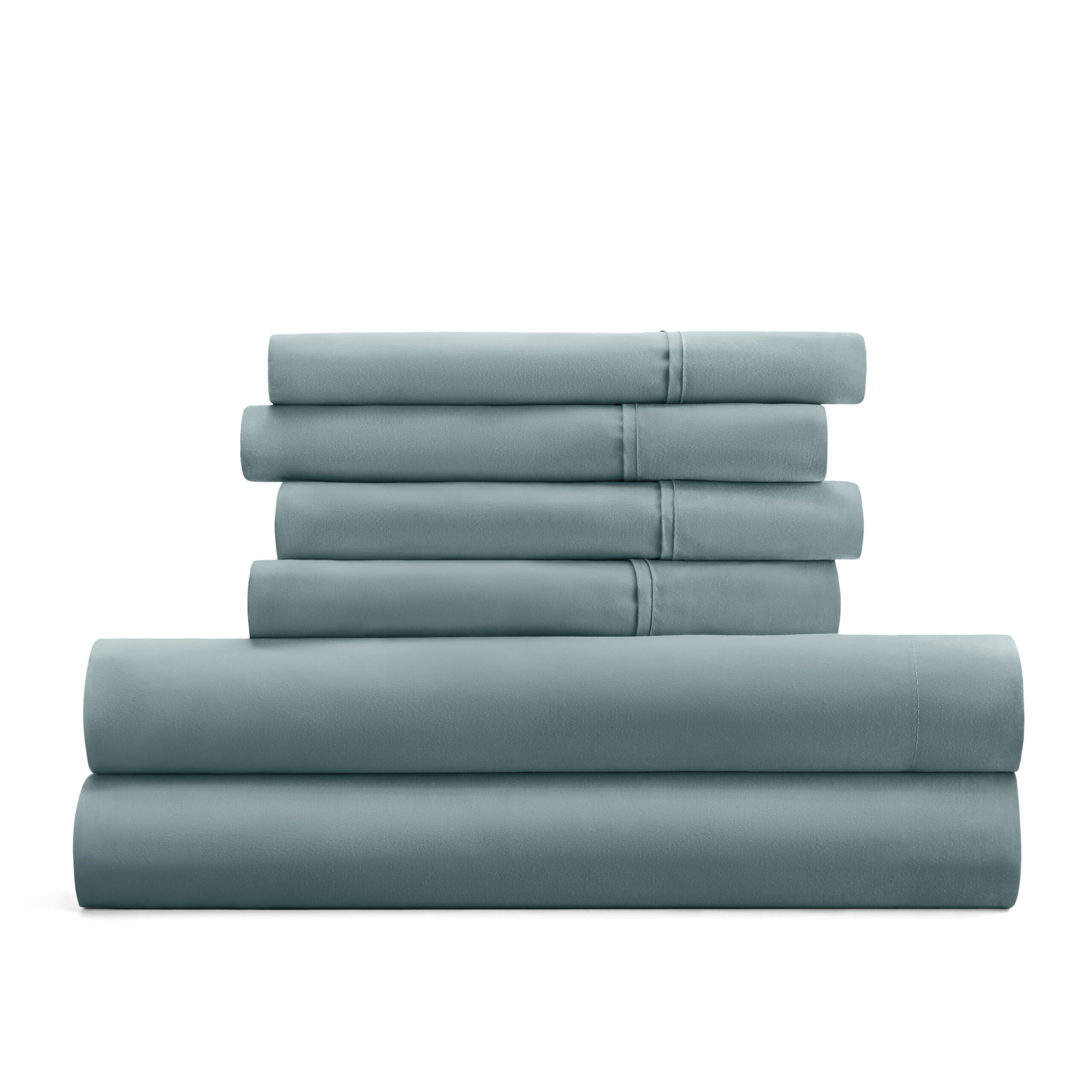 Queen, Ocean Solid Microfiber 6 Piece Bed Sheet Set, by Noble Linens - Image 6