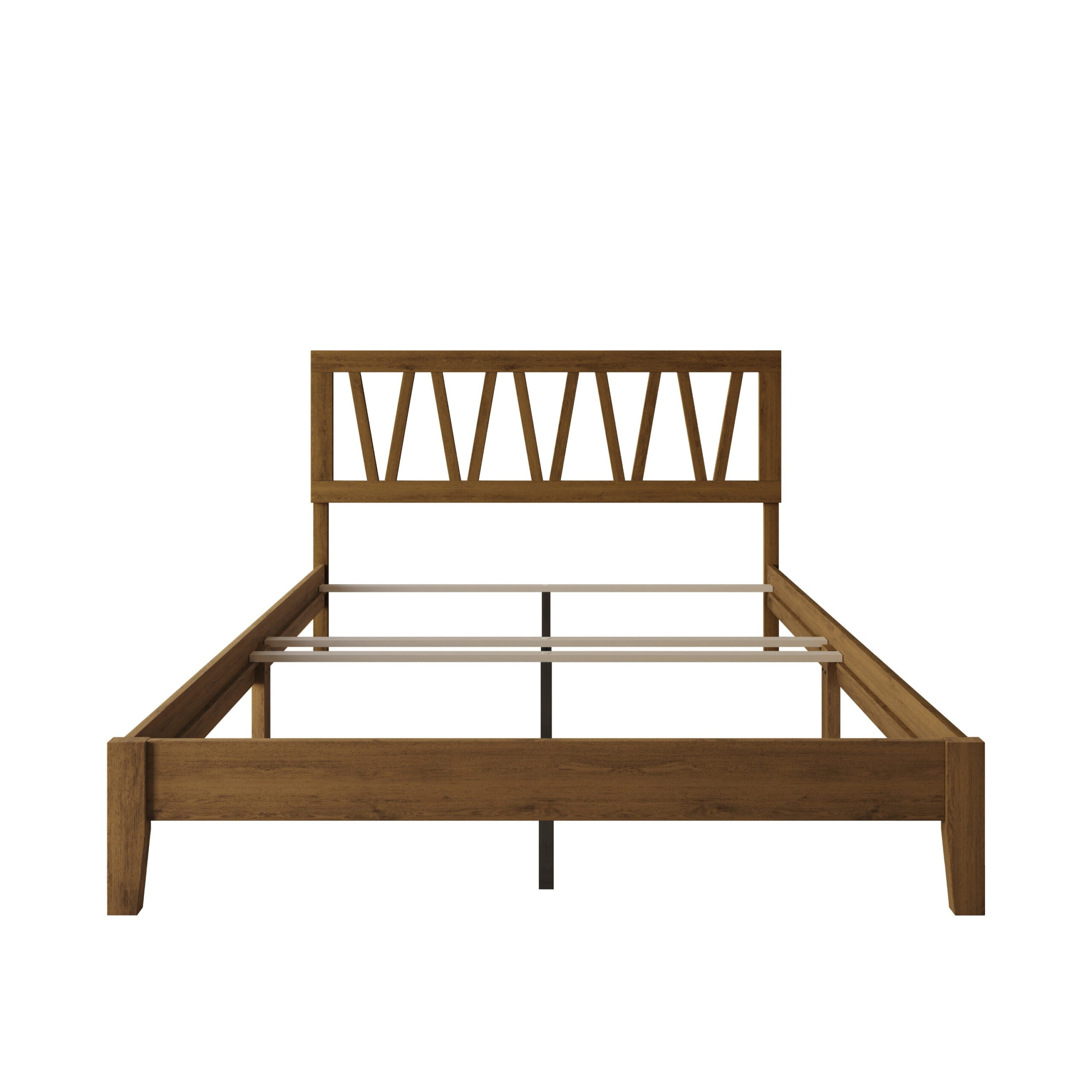Home Design Gadsden King Panel Bed Frame with Arched V-Design Headboard and Center Leg Support, Brown, Box Spring Required, Easy Assembly - Image 6