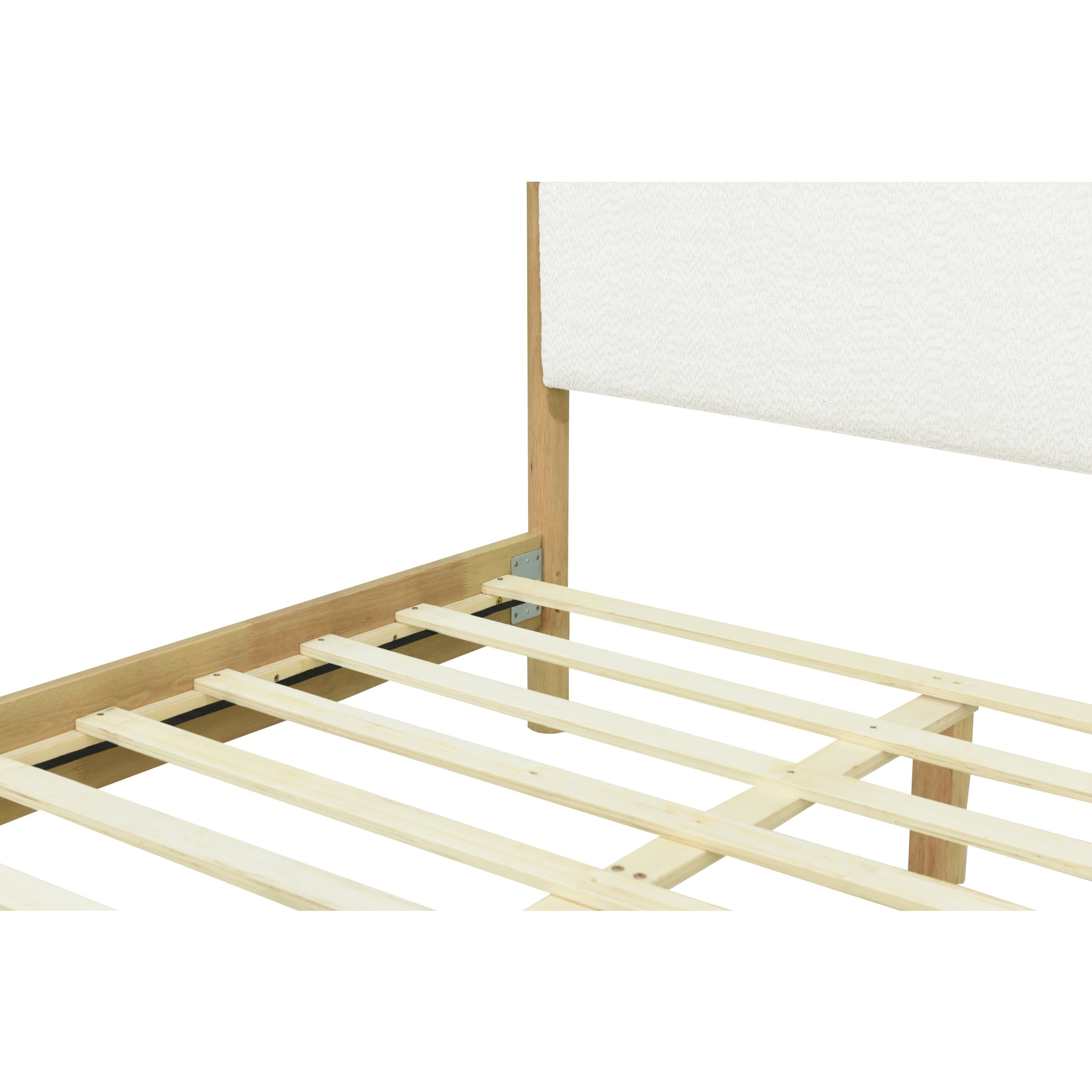 Christopher Knight Home Modern Boucle Upholstered Queen Bed Frame with Headboard, Solid Wood Legs, White - Image 5