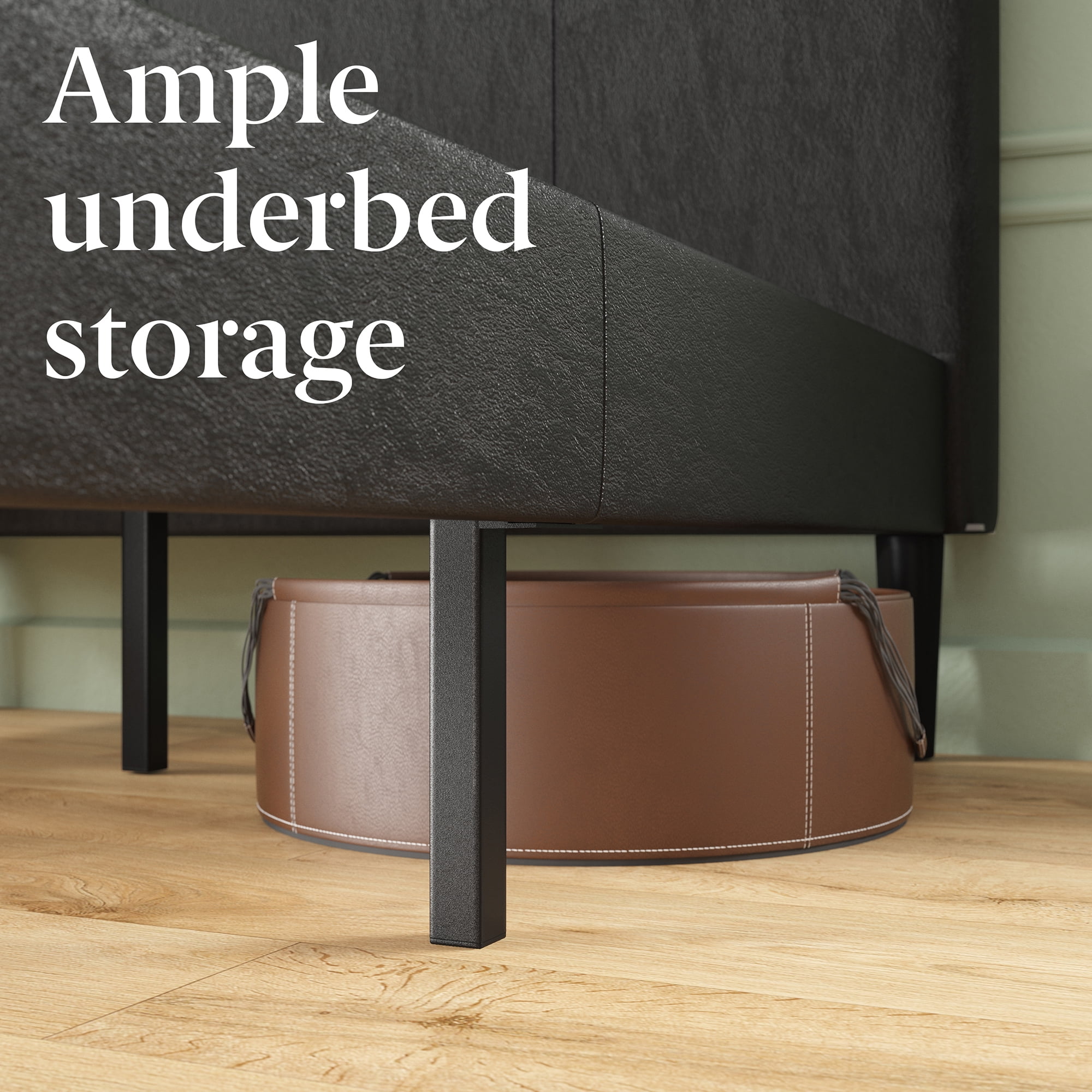 Zinus Gerard Faux Leather Platform Bed with Wooden Slats, Queen - Image 5