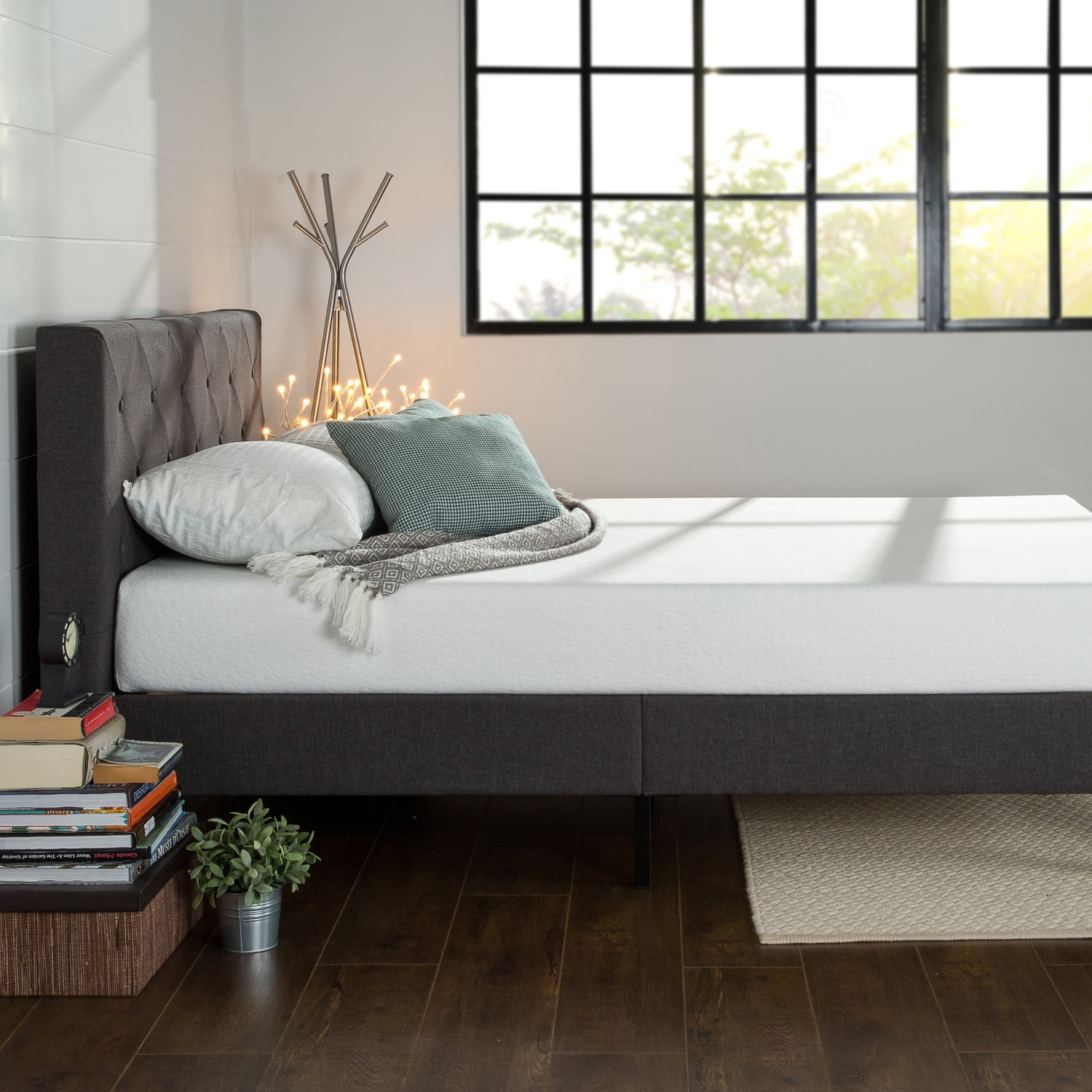 Zinus Shalini 41" Upholstered Platform Bed, Dark Grey, King - Image 6