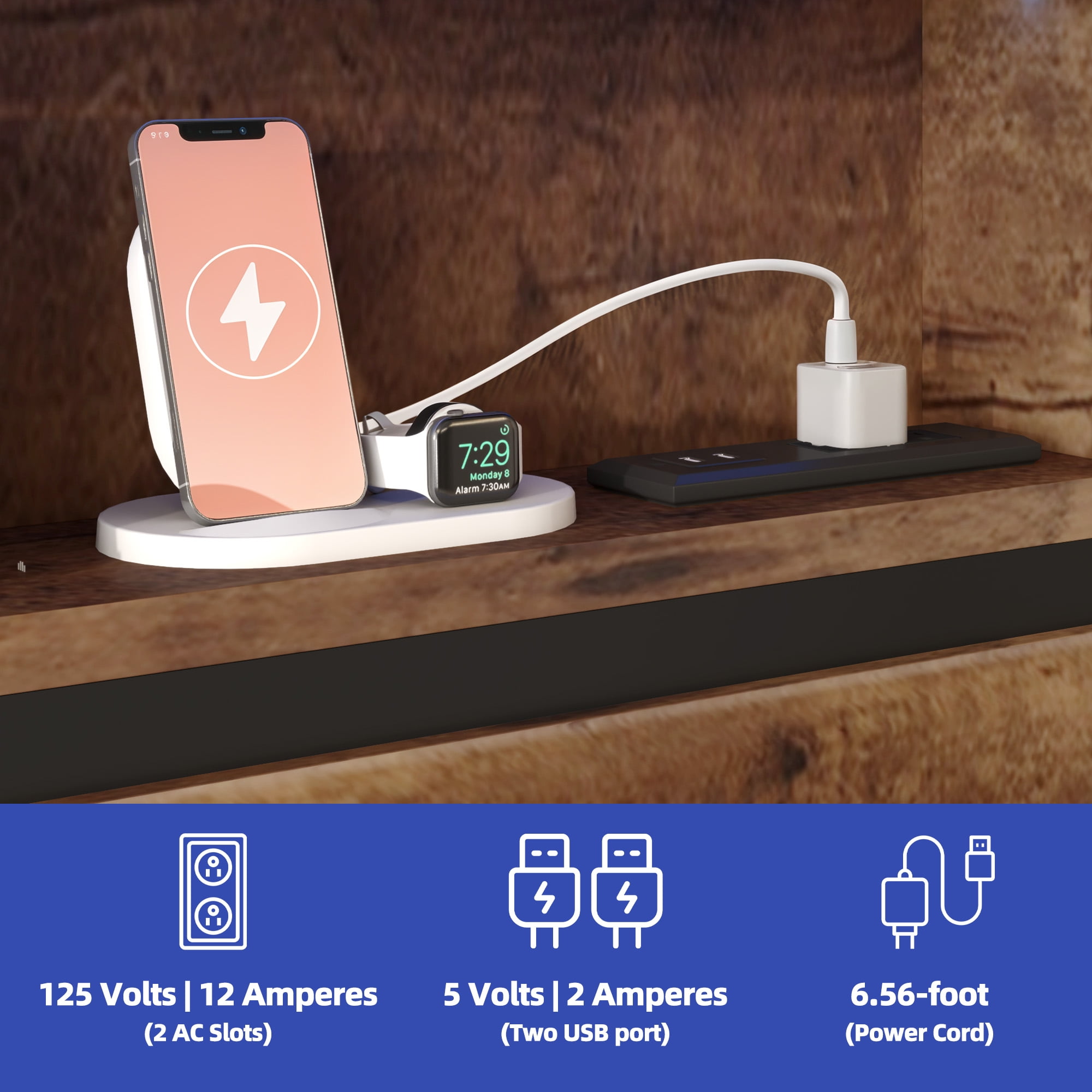 Uforic Full Size Bed Frame, LED Bed Frame with Storage Headboard, Platform Bed with Outlet & USB Ports, Easy Assembly, Rustic Brown - Image 5