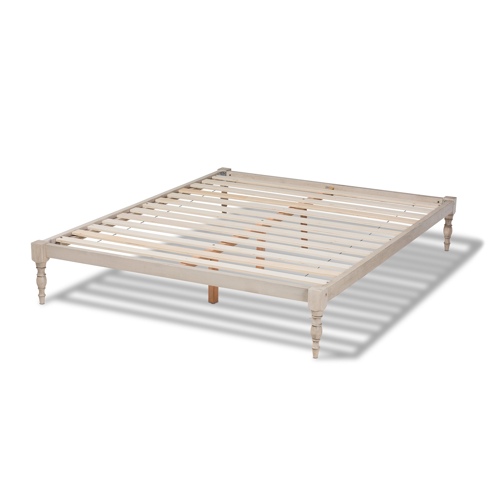 Baxton Studio Iseline Platform Wood Bed Frame, Antique White, King - Image 3