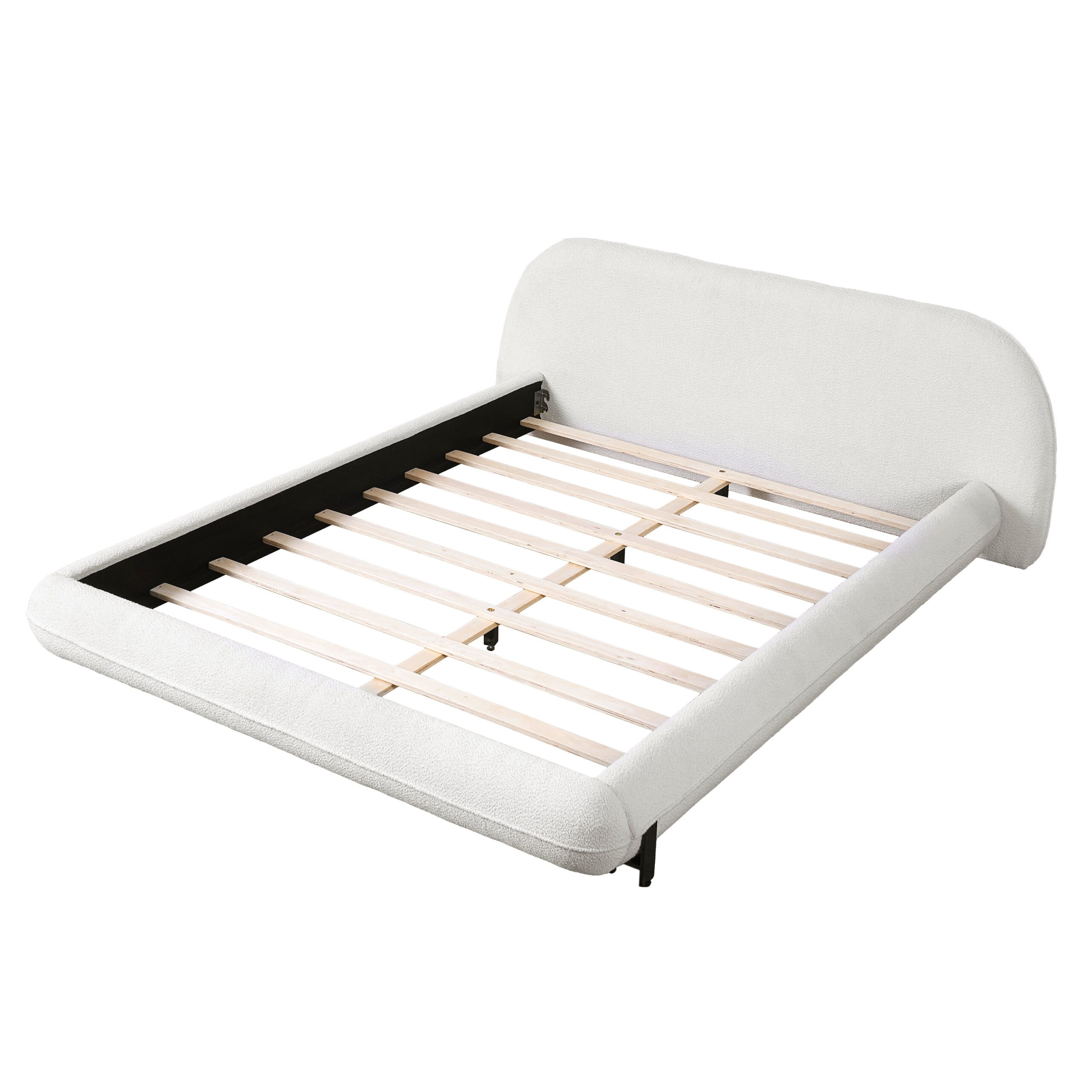 Christopher Knight Home Queen Upholstered Platform Bed with Thick Headboard, White - Image 3