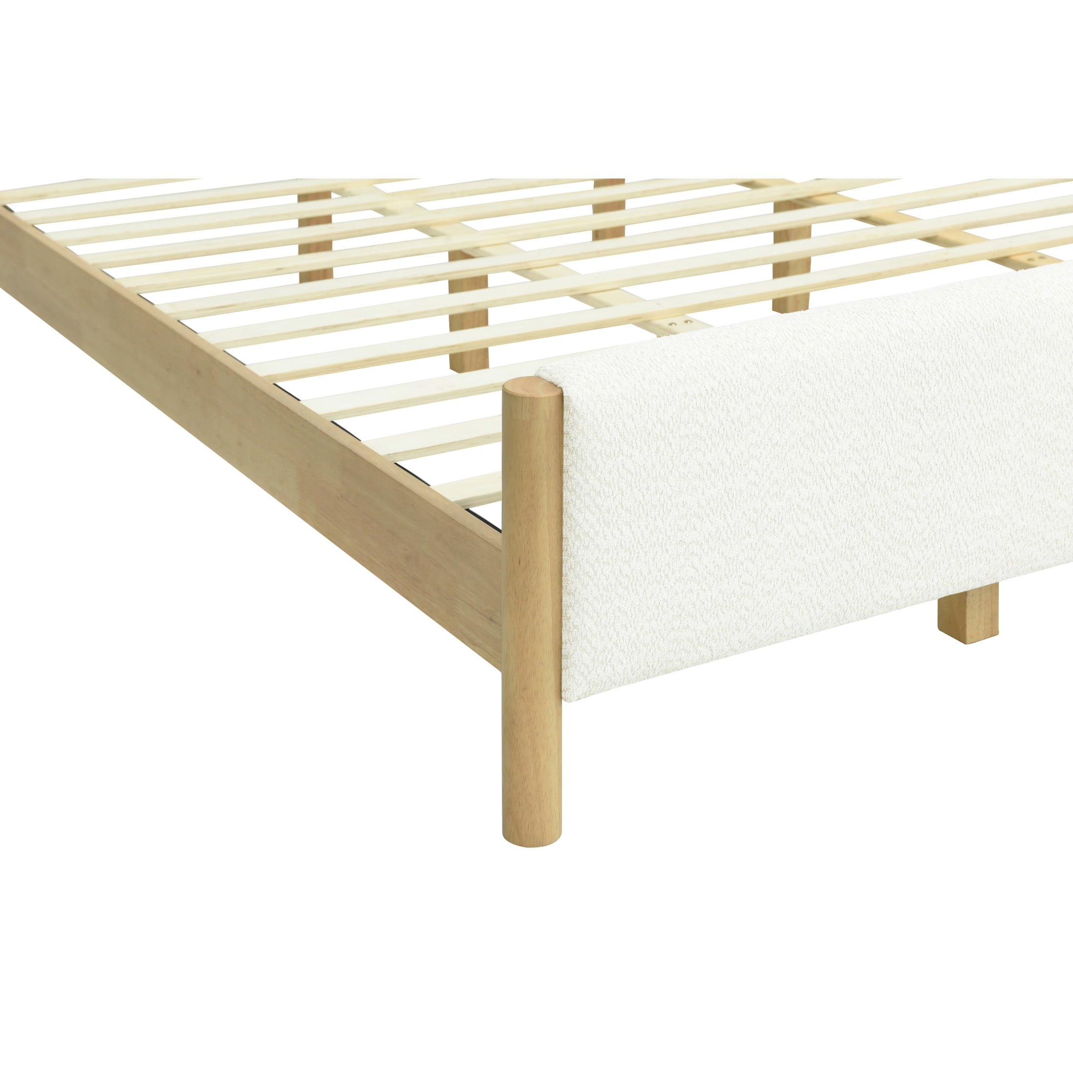 Christopher Knight Home Modern Boucle Upholstered Queen Bed Frame with Headboard, Solid Wood Legs, White - Image 4