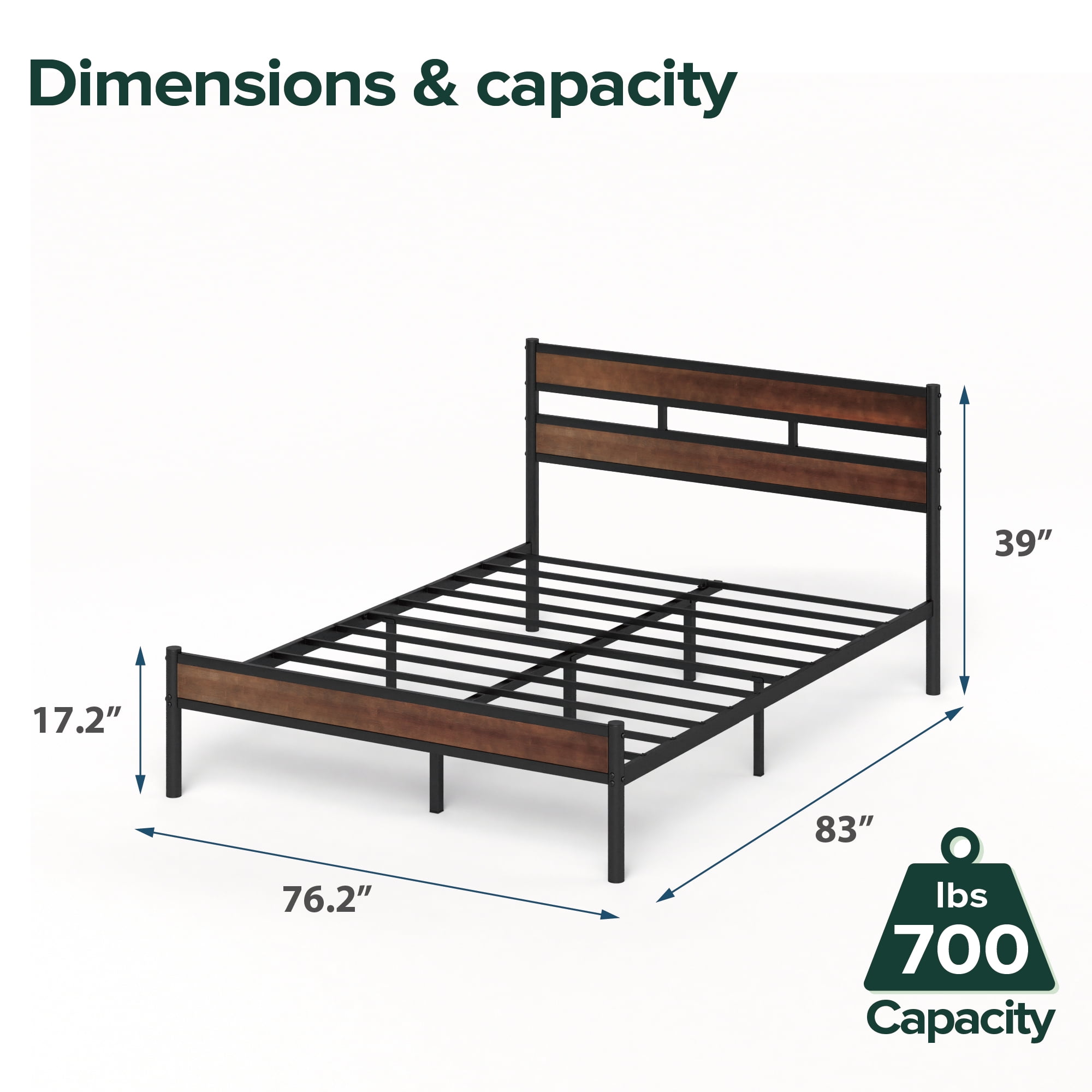 Zinus 39" Roman Bamboo and Metal Platform Bed Frame, Adult, King - Image 6