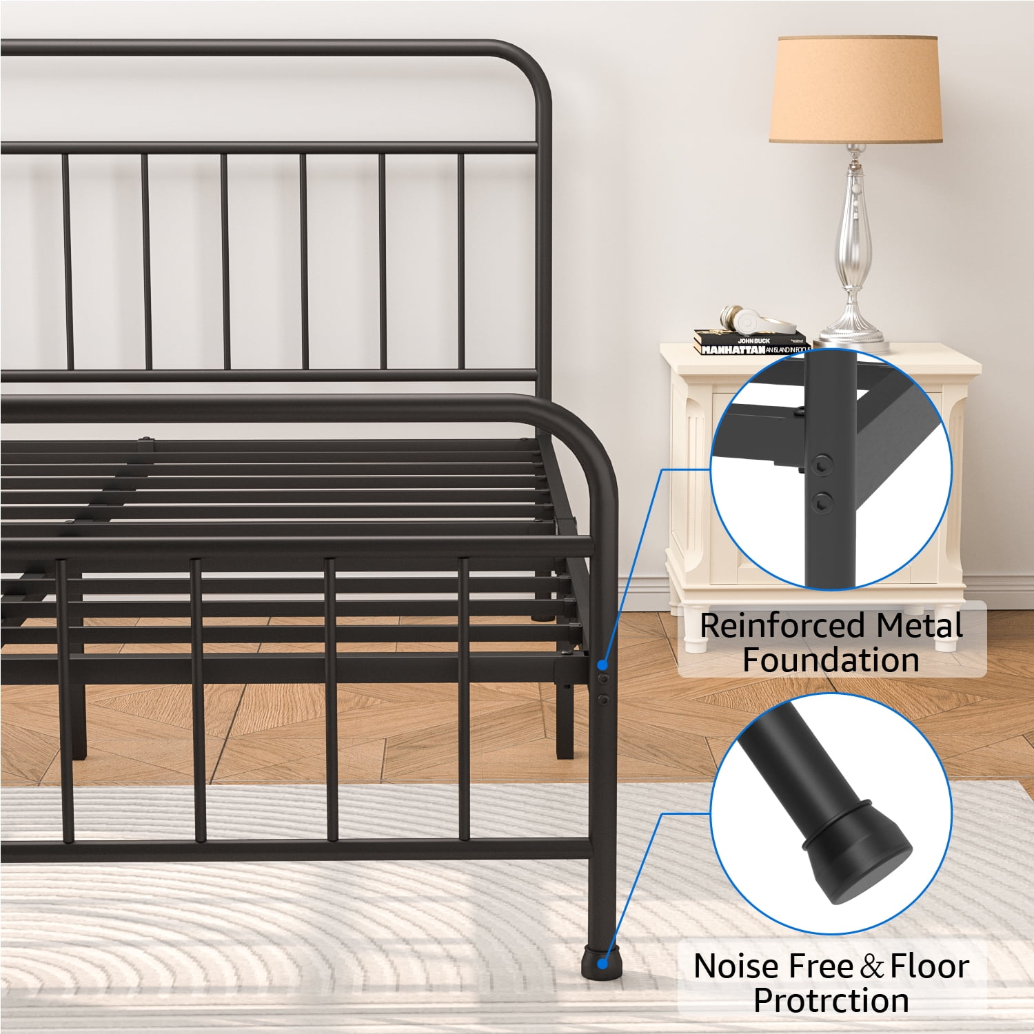 Mainstays Ardent King Metal Spindle Bed, Black,Adult - Image 6
