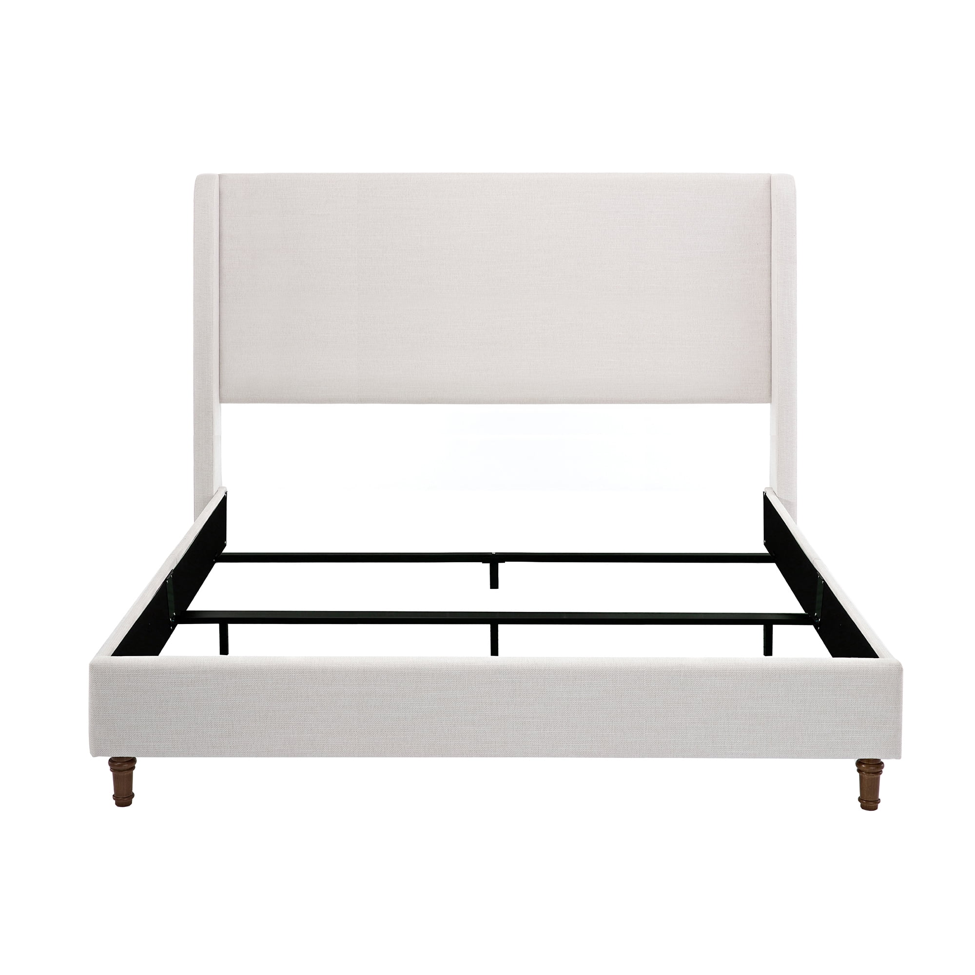 Miniyam King Size Upholstered Wingback Bed with 54" Headboard for Adult, Ivory - Image 5