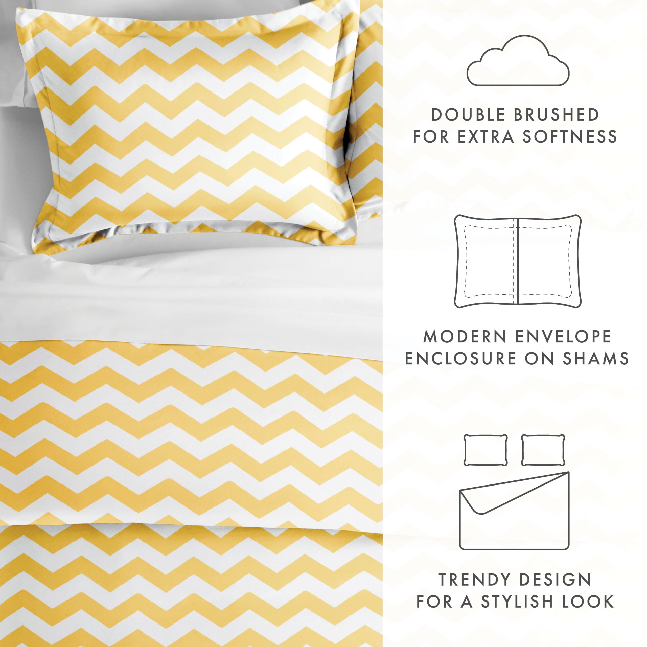Noble Linens Yellow Arrow Pattern Duvet Set 3-Piece Duvet Cover Set, King/Cal King - Image 5
