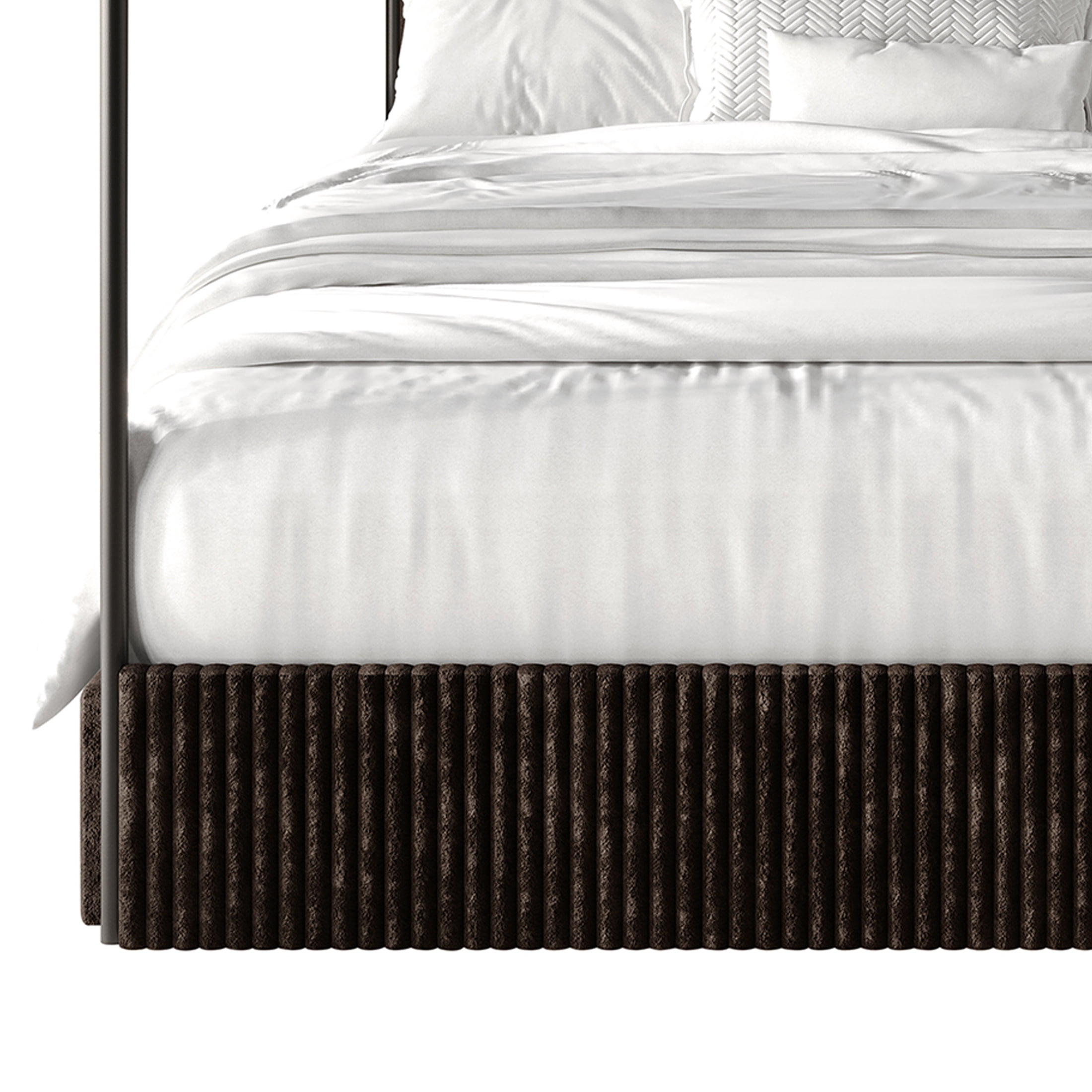 Castle Place Luxurious Corduroy Velvet King Metal Platform Bed with 4 Storage Drawers, Brown - Image 5