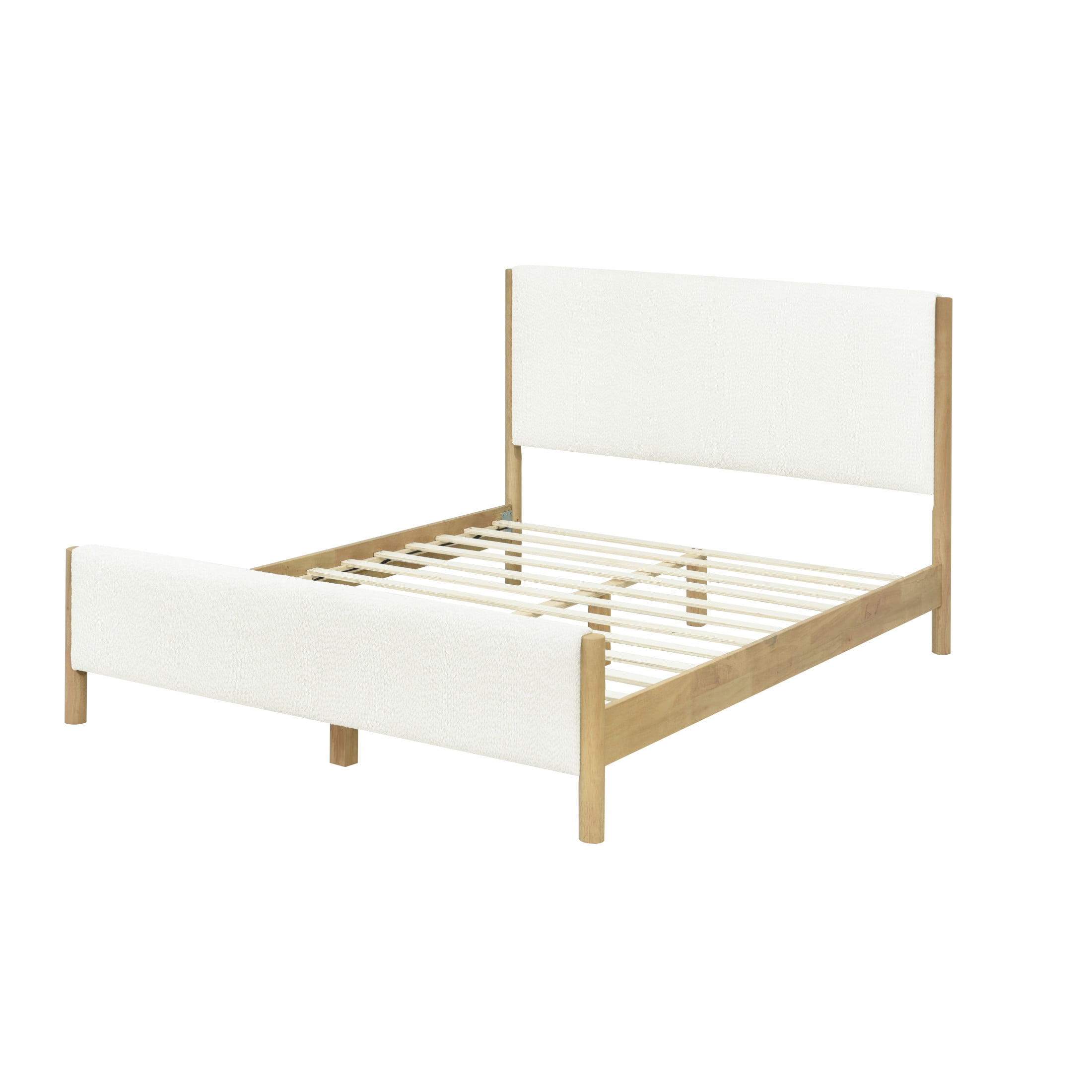 Christopher Knight Home Modern Boucle Upholstered Queen Bed Frame with Headboard, Solid Wood Legs, White - Image 2