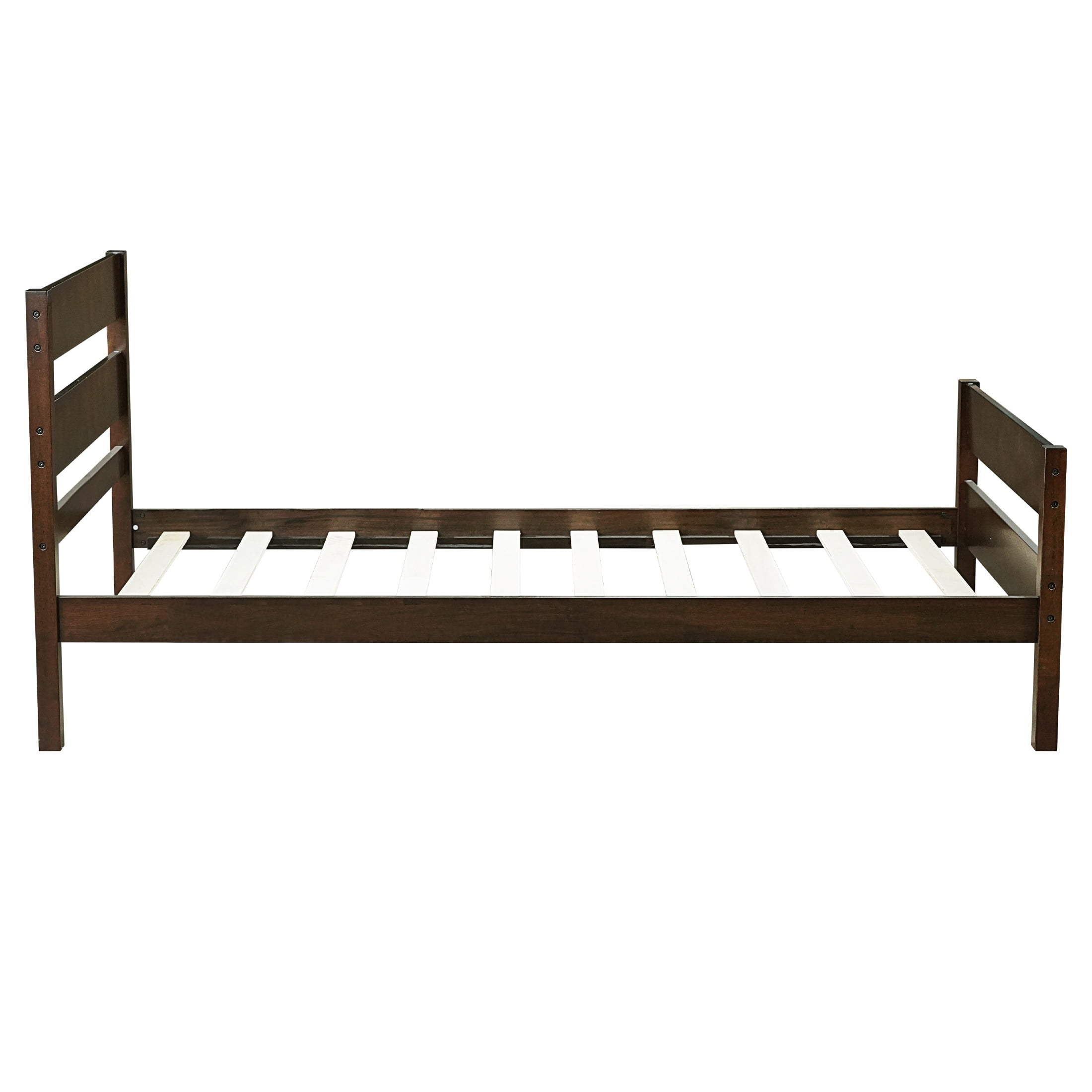 PORKISS Twin Size Bed Frame for Kids, Wood Bed Frame with Headboard/Footboard for Teens Boys Girls, No Box Spring Needed, Espresso #2 - Image 7