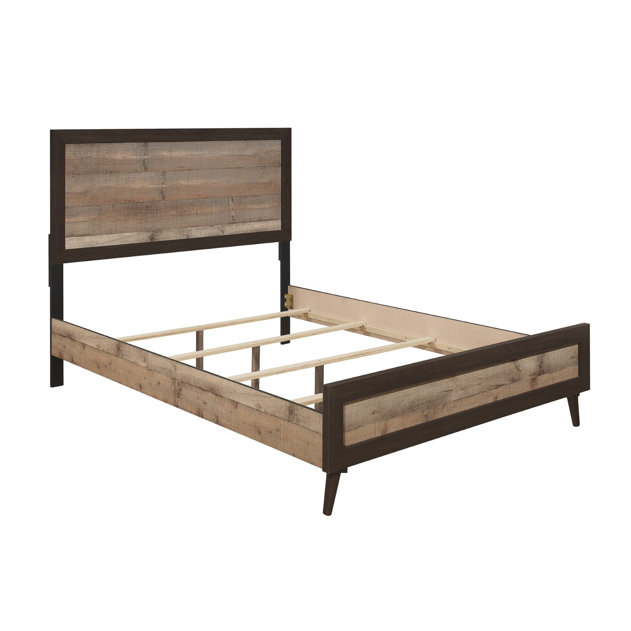 Home Design Janet Full Bed Frame with Wood Grain Panel Headboard and Footboard, Natural Oak, Easy assembly - Image 3