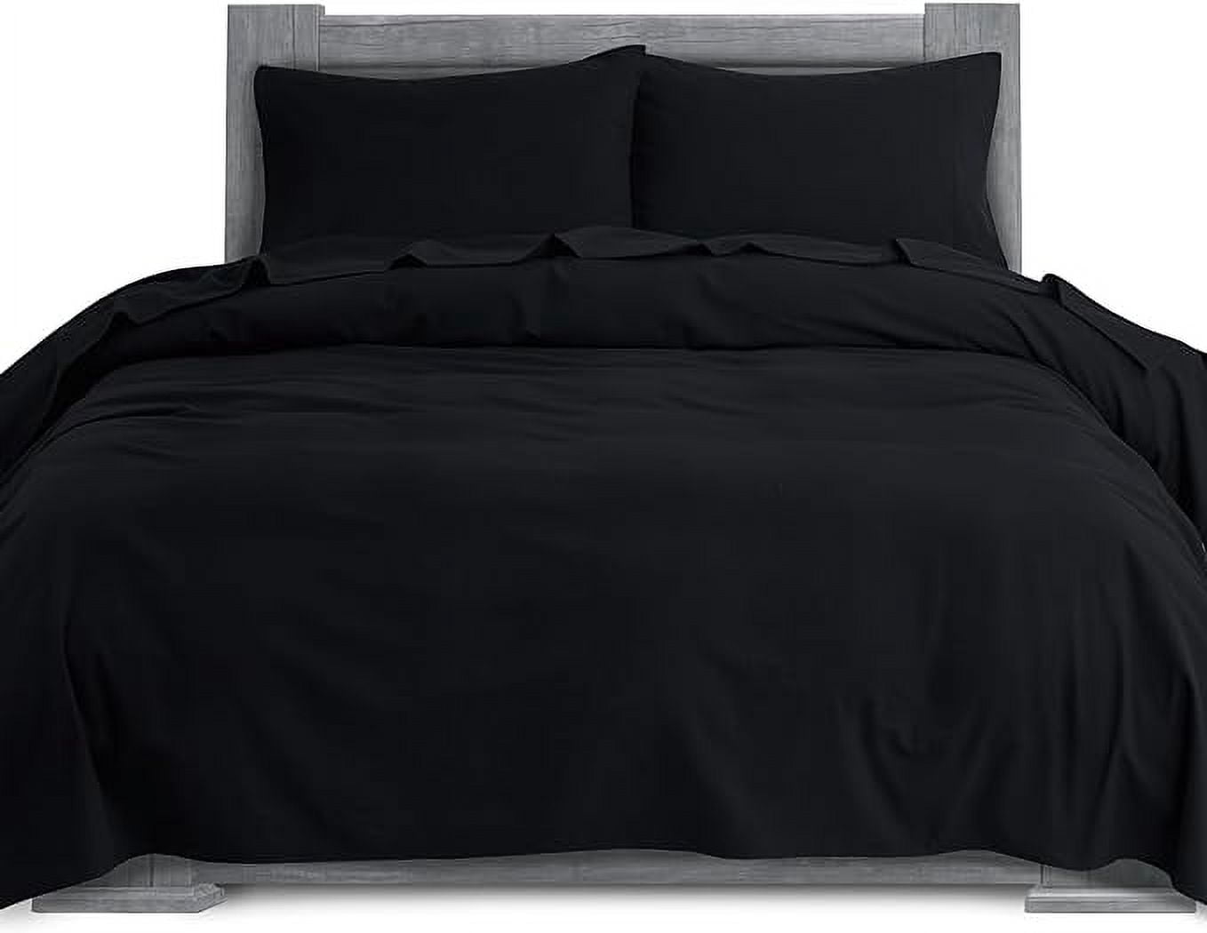 Elegant Comfort Soft 4-Piece Cotton Flannel Sheet Set -Deep Pocket Fitted Sheet, Flannel Sheets - Full, Black