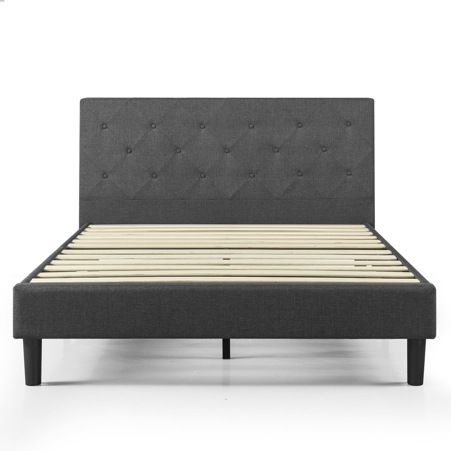 Zinus Shalini 41" Upholstered Platform Bed, Dark Grey, King - Image 3