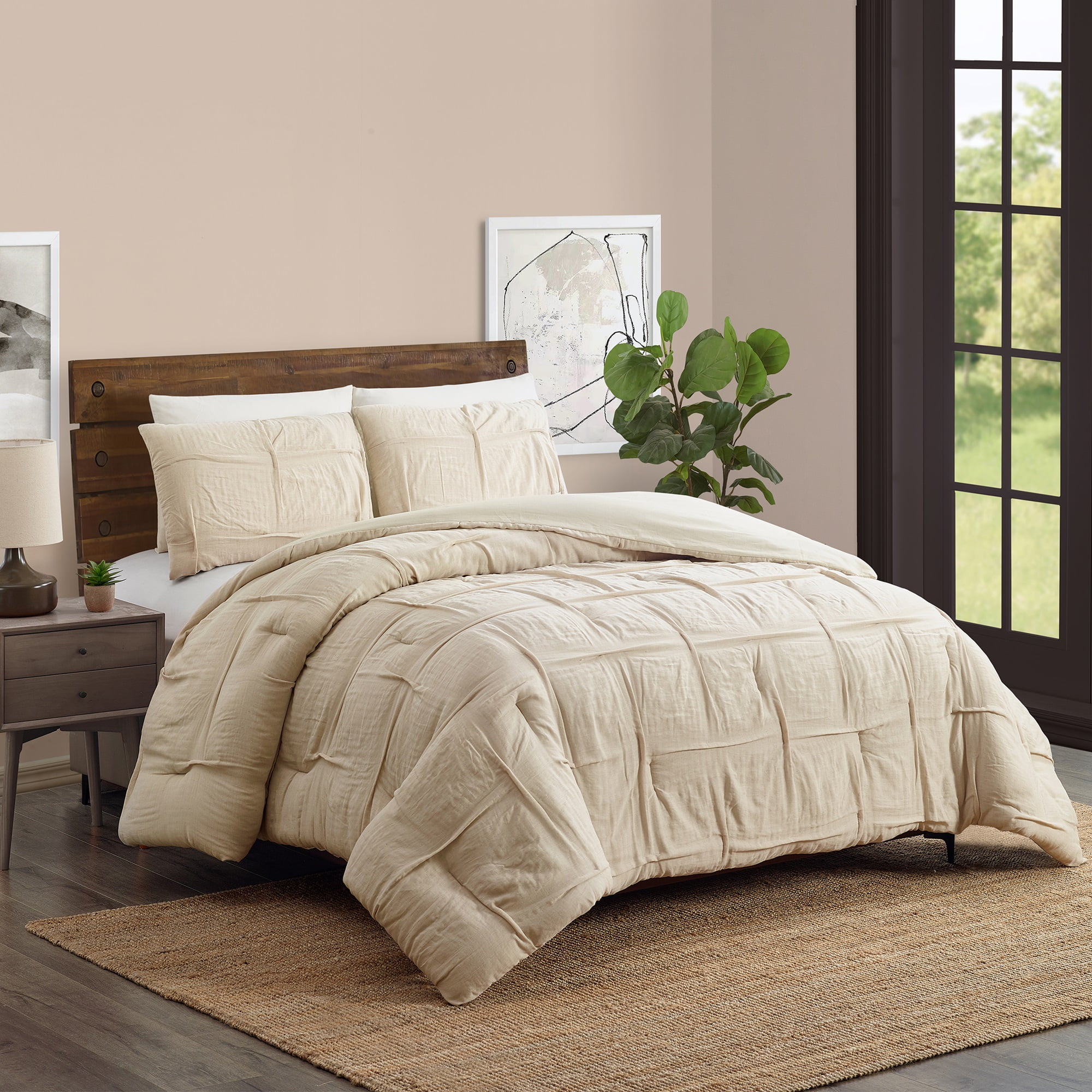 Laurel & Mayfair Riley Pleated Linen 3-Piece Textured Comforter Set, King - Image 6