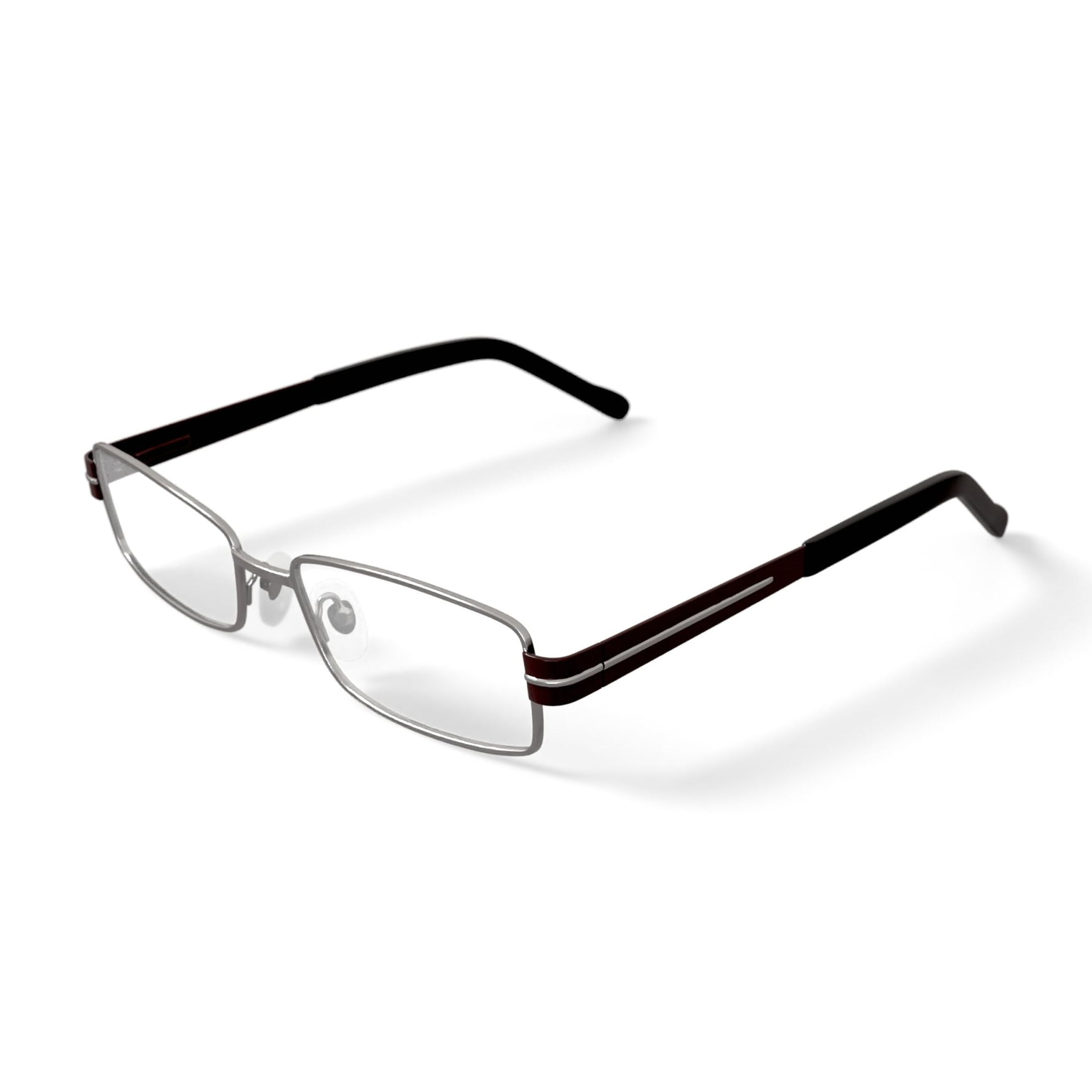 Contour Men's FM9214 Rectangular Prescription Eyeglasses with Case, Shiny Silver - Image 2
