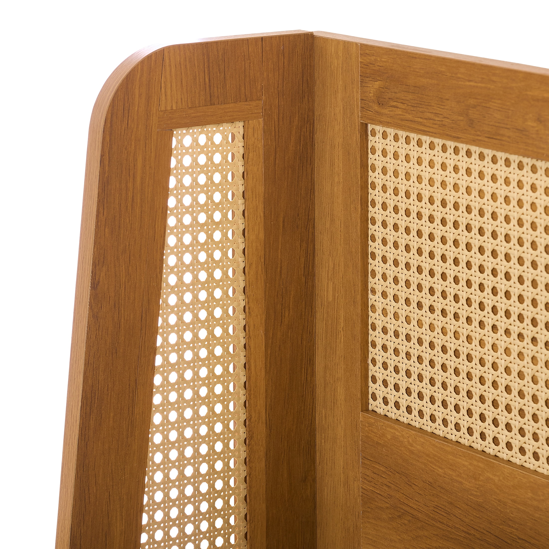 Better Homes & Gardens Springwood Caning Queen Platform Bed With Headboard, Light Honey Finish - Image 5