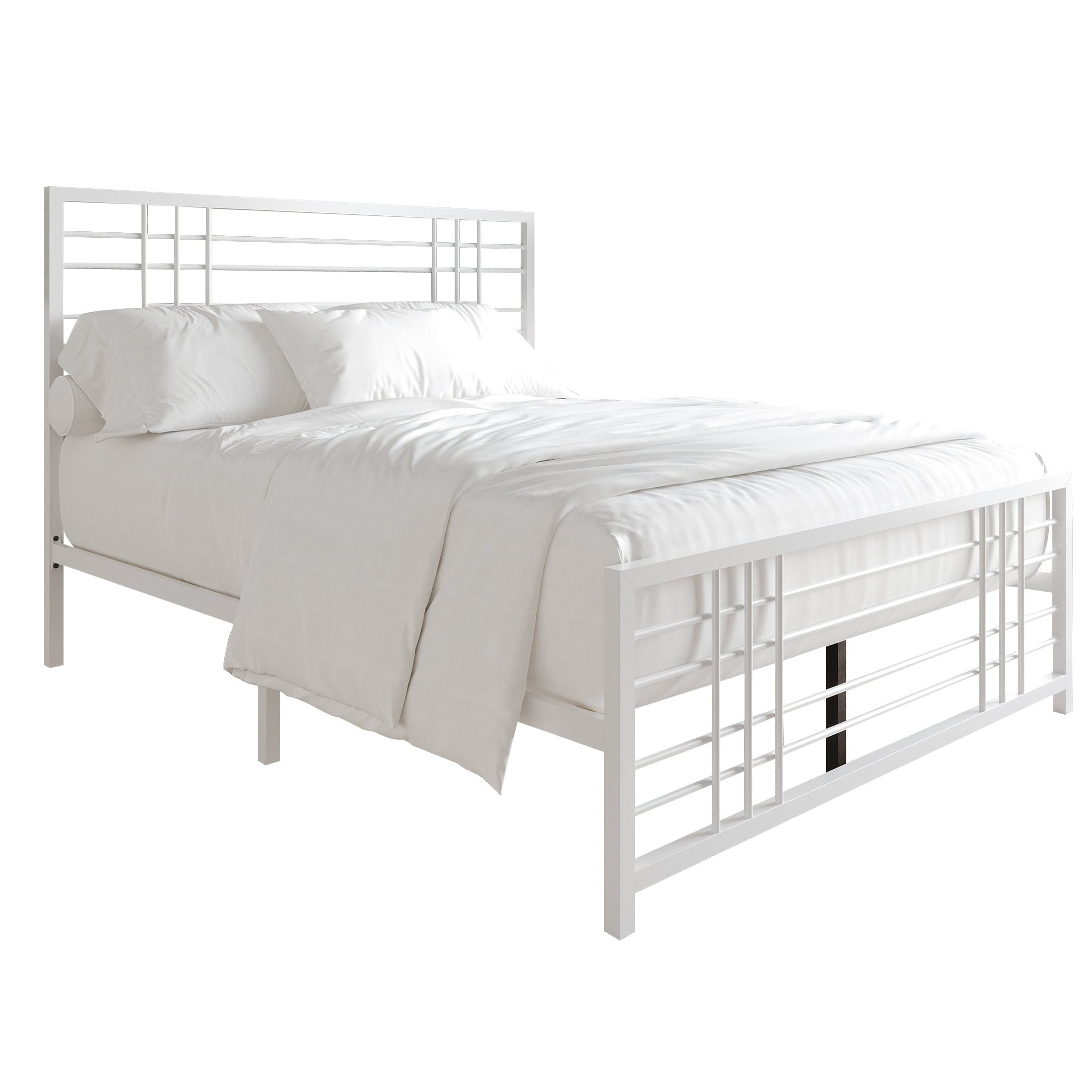 Castle Place Simple Classic King Size Metal Panel Bed, White - Image 2
