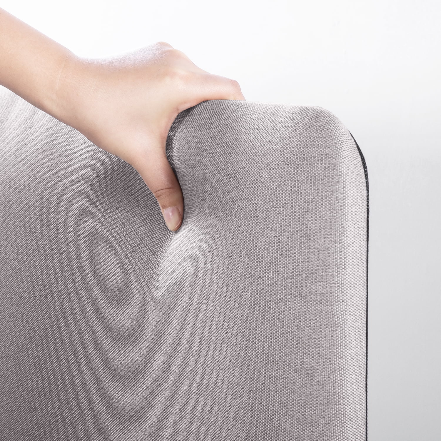 Mellow Kert Metal Platform Bed with Fabric Headboard and Rounded Legs, Oak Grey, King - Image 2