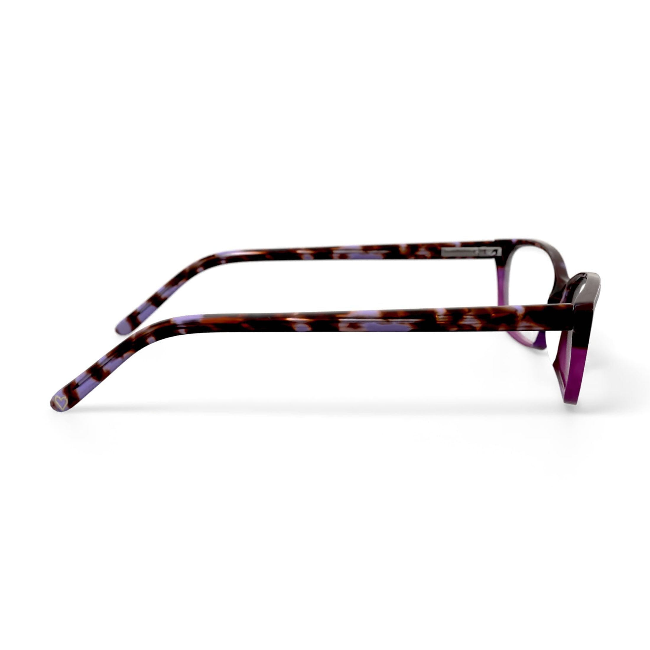Hard Candy Women's HC07 Rectangular Prescription Eyeglasses with Case, Purple Tortoise - Image 5