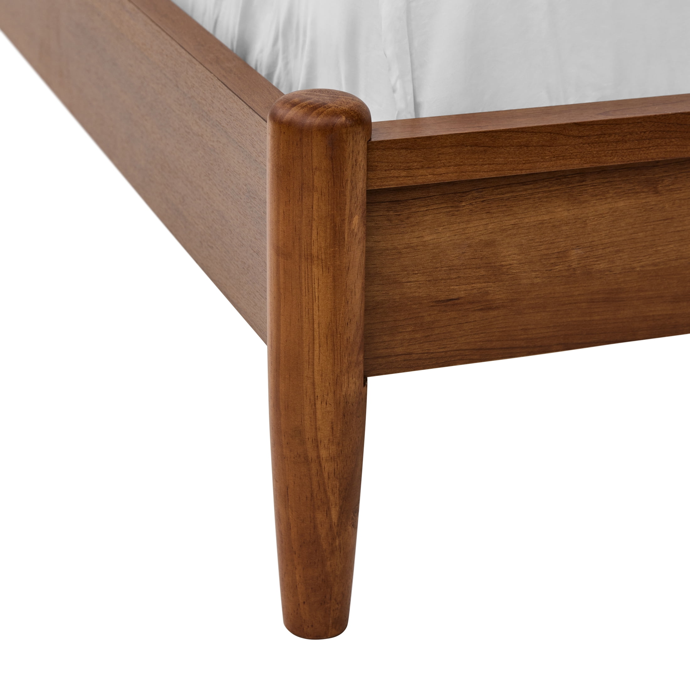 Better Homes & Gardens Greyson Queen Platform Bed, Black Faux Leather and Acorn Finish - Image 5