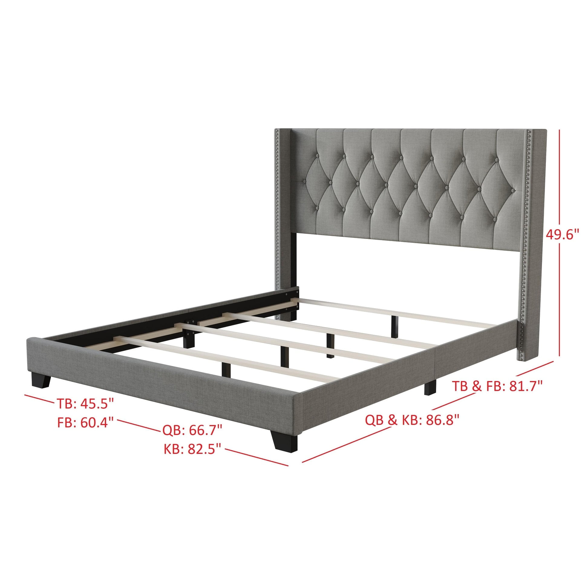Home Design Danbury Twin Tufted Upholstered Panel Bed Frame For Adult, Box Spring Required (Sold Separately), Gray - Image 5