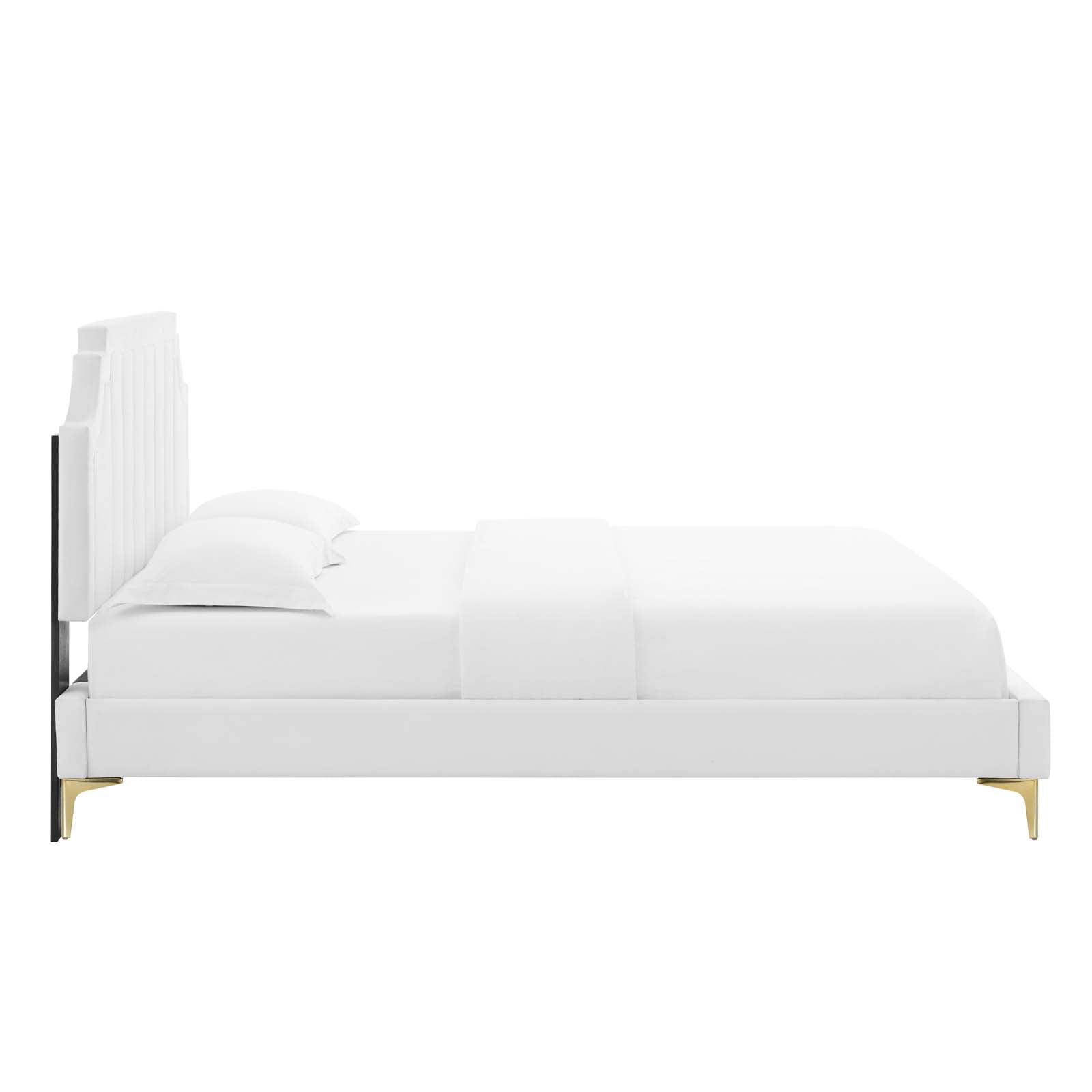 Modway Sienna Performance Velvet Queen Platform Bed in White - Image 5
