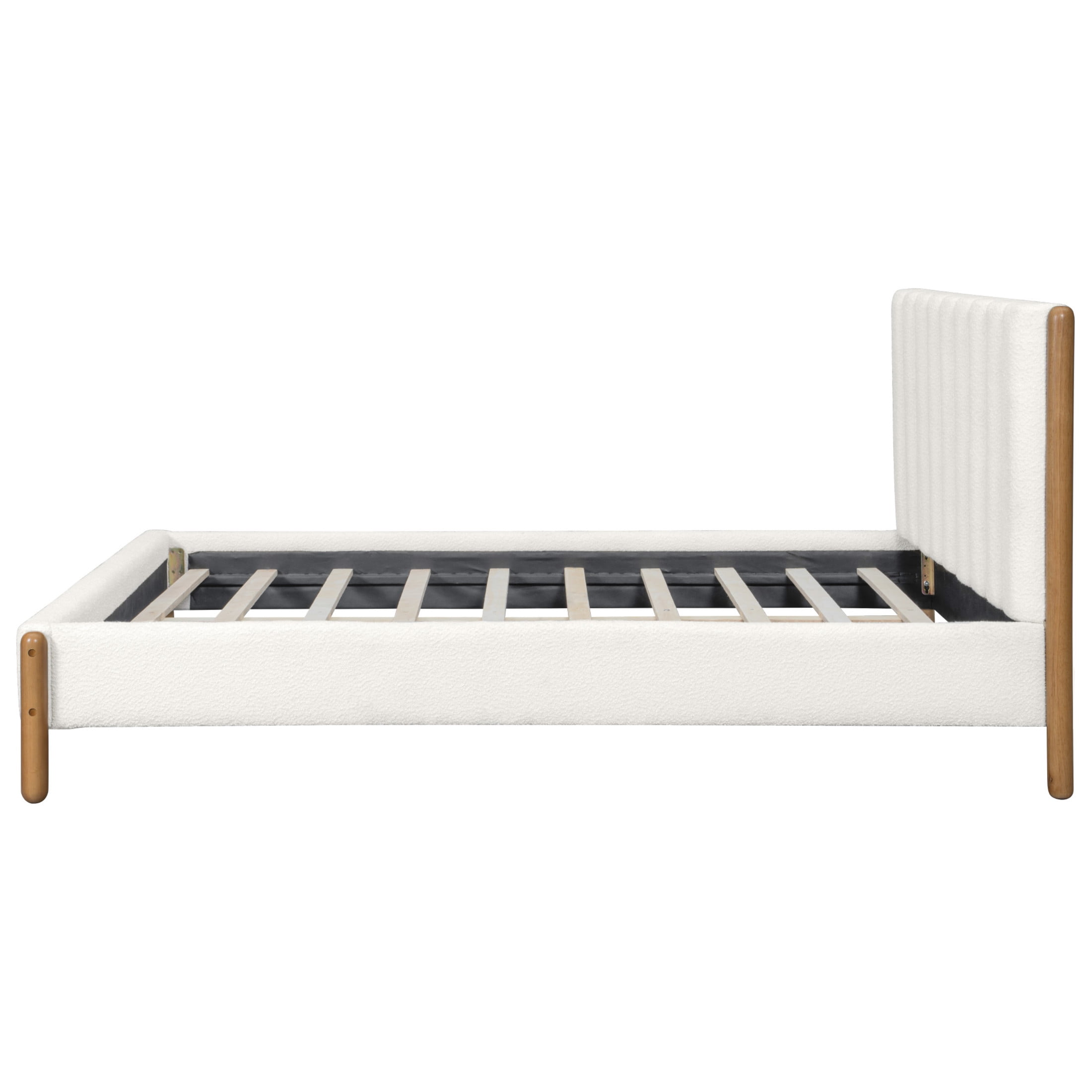 Christopher Knight Home Modern Boucle Queen Bed Frame, Vertical Stripe Headboard, Solid Wood, White - Image 7