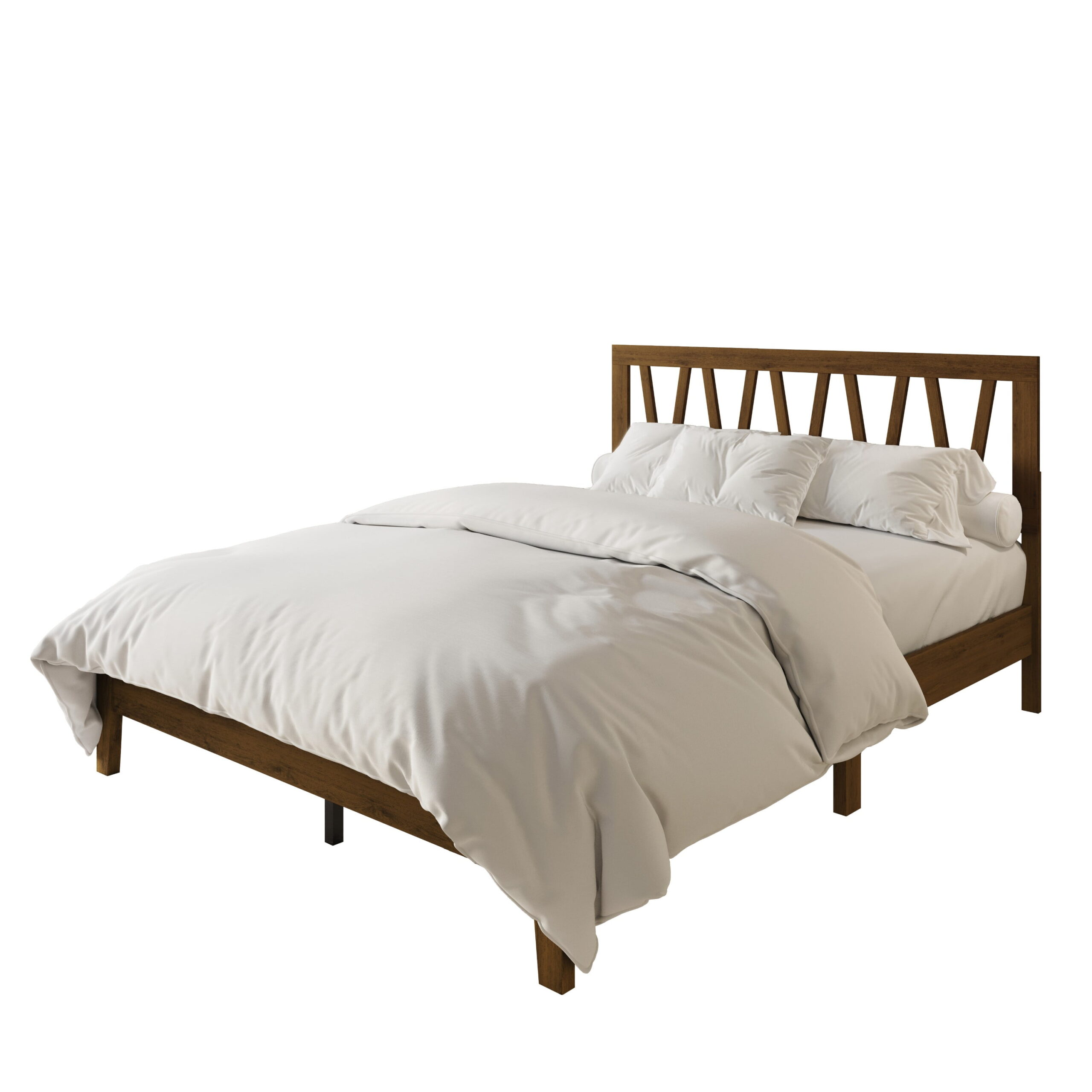 Home Design Gadsden King Panel Bed Frame with Arched V-Design Headboard and Center Leg Support, Brown, Box Spring Required, Easy Assembly - Image 4