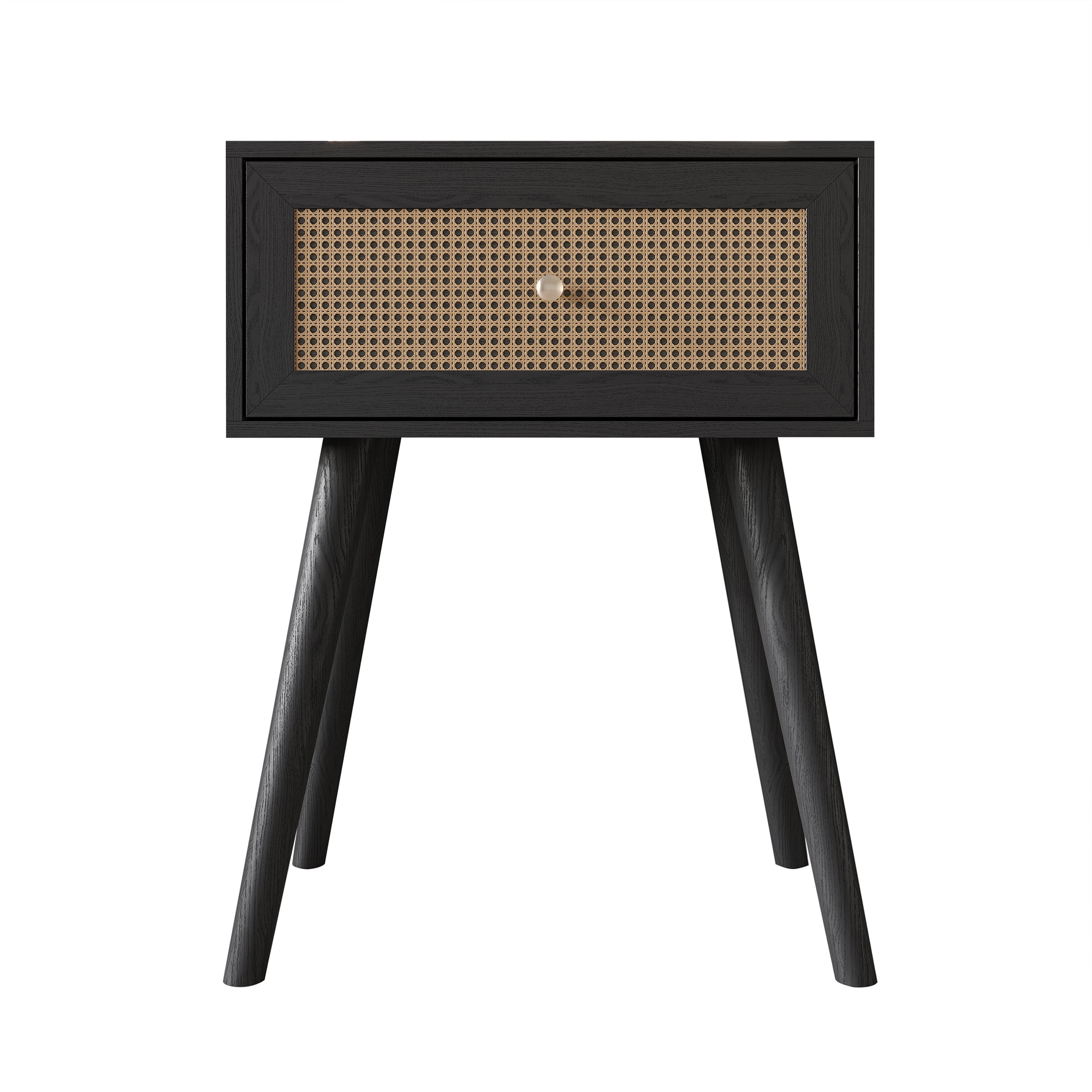 Castle Place Rattan Wooden Queen Platform Bed with 2 Nightstands, Black - Image 6