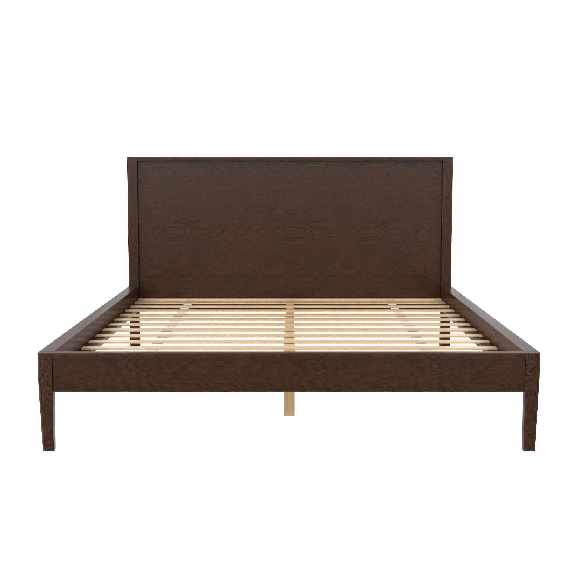 Better Homes & Gardens Ezra No Tool Solid Wood Bed, Queen, Walnut Finish - Image 6
