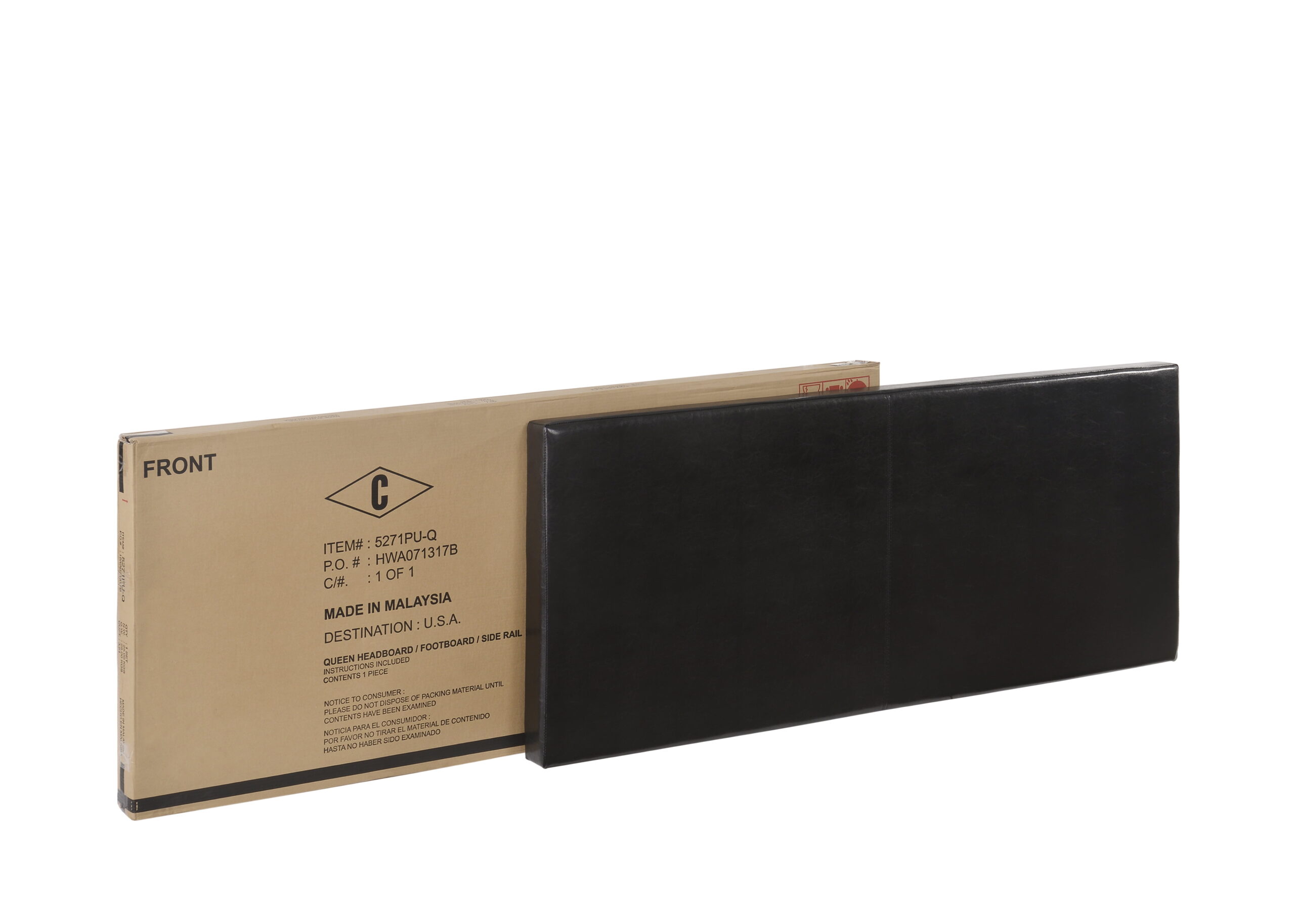 Crown Mark Erin Faux Leather Bed, Black, Queen - Image 4